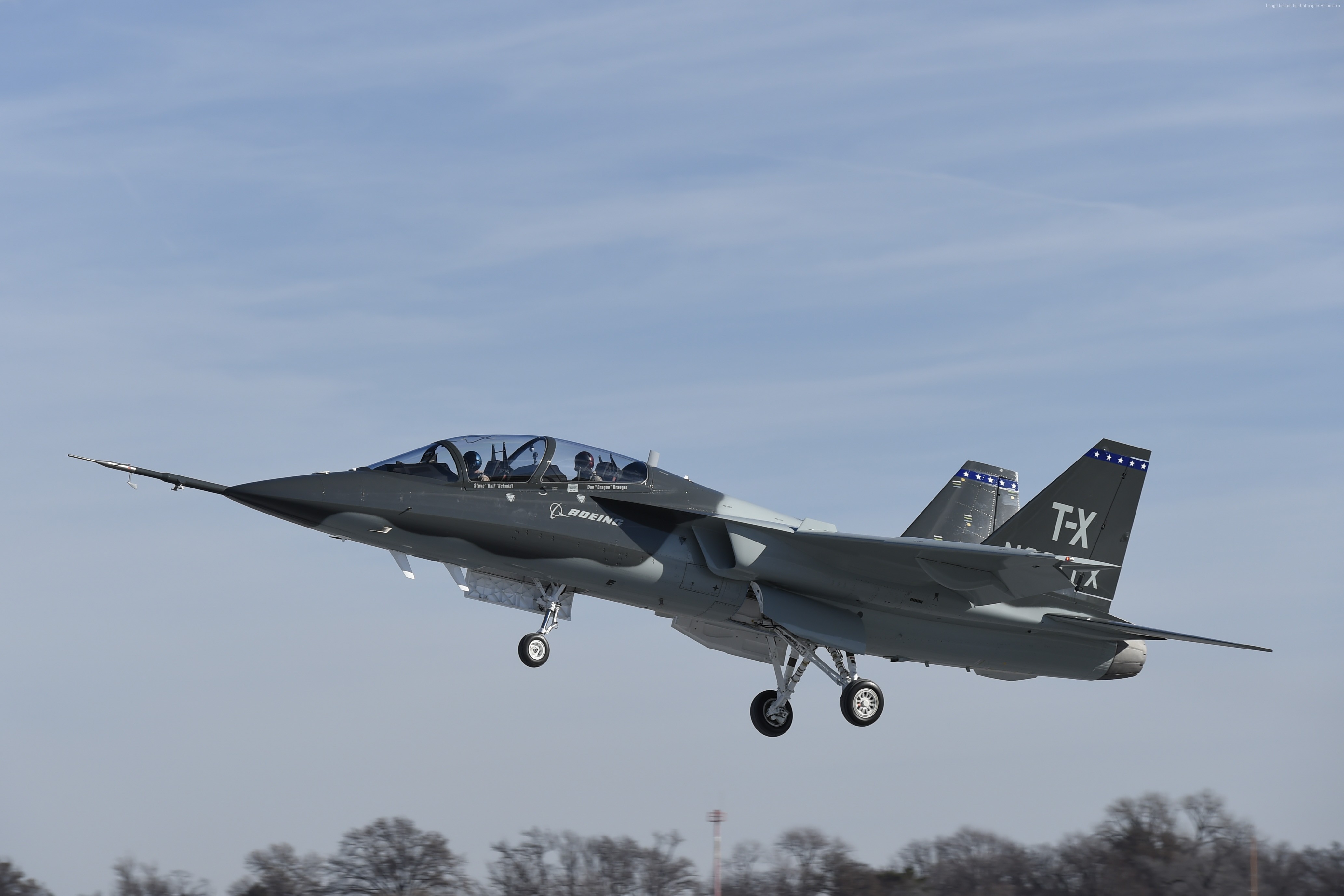 Boeing T-X fighter jet taking off HD Wallpaper