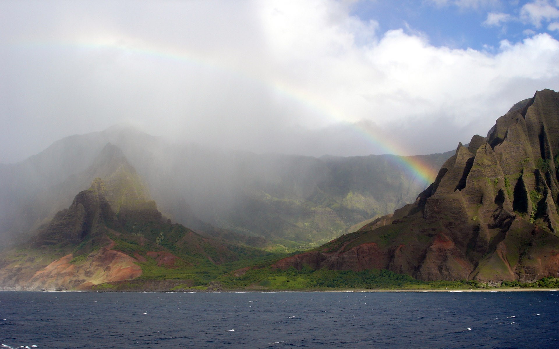 Rainbow over Na Pali Coast, Kauai HD Wallpaper