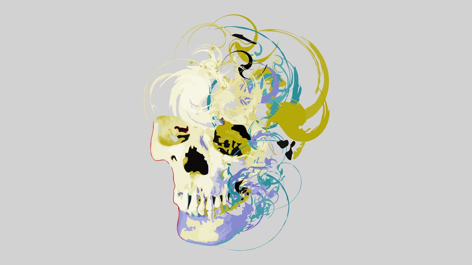 Abstract skull illustration with colorful swirls HD Wallpaper