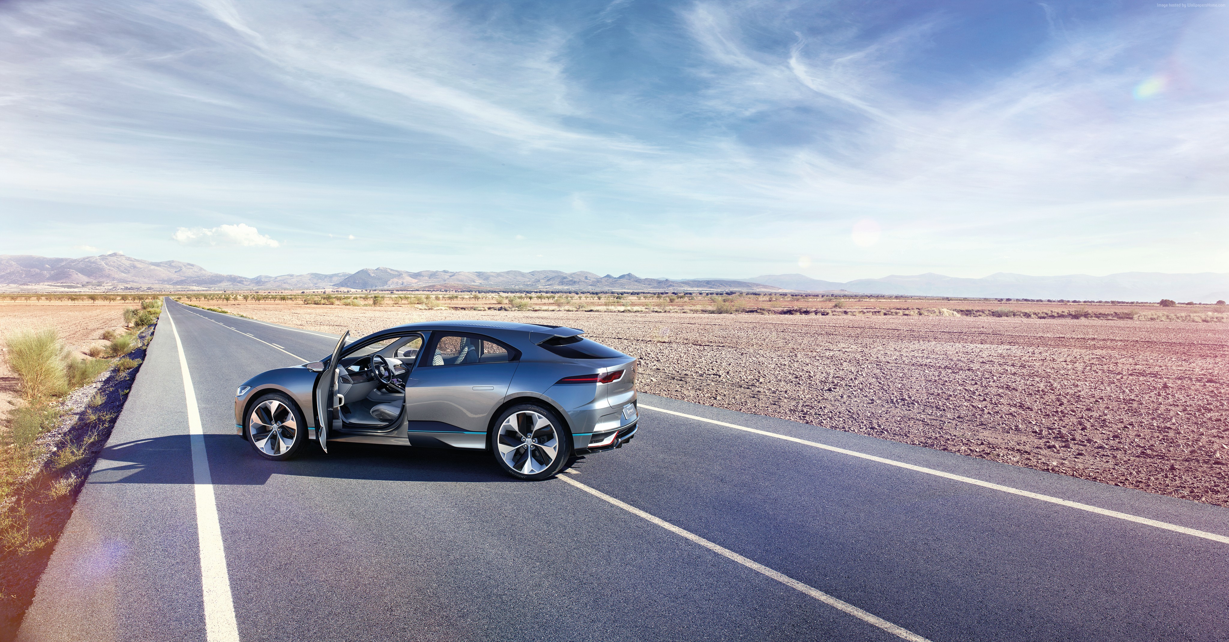 Jaguar I-Pace SUV on a Desert Road HD Wallpaper