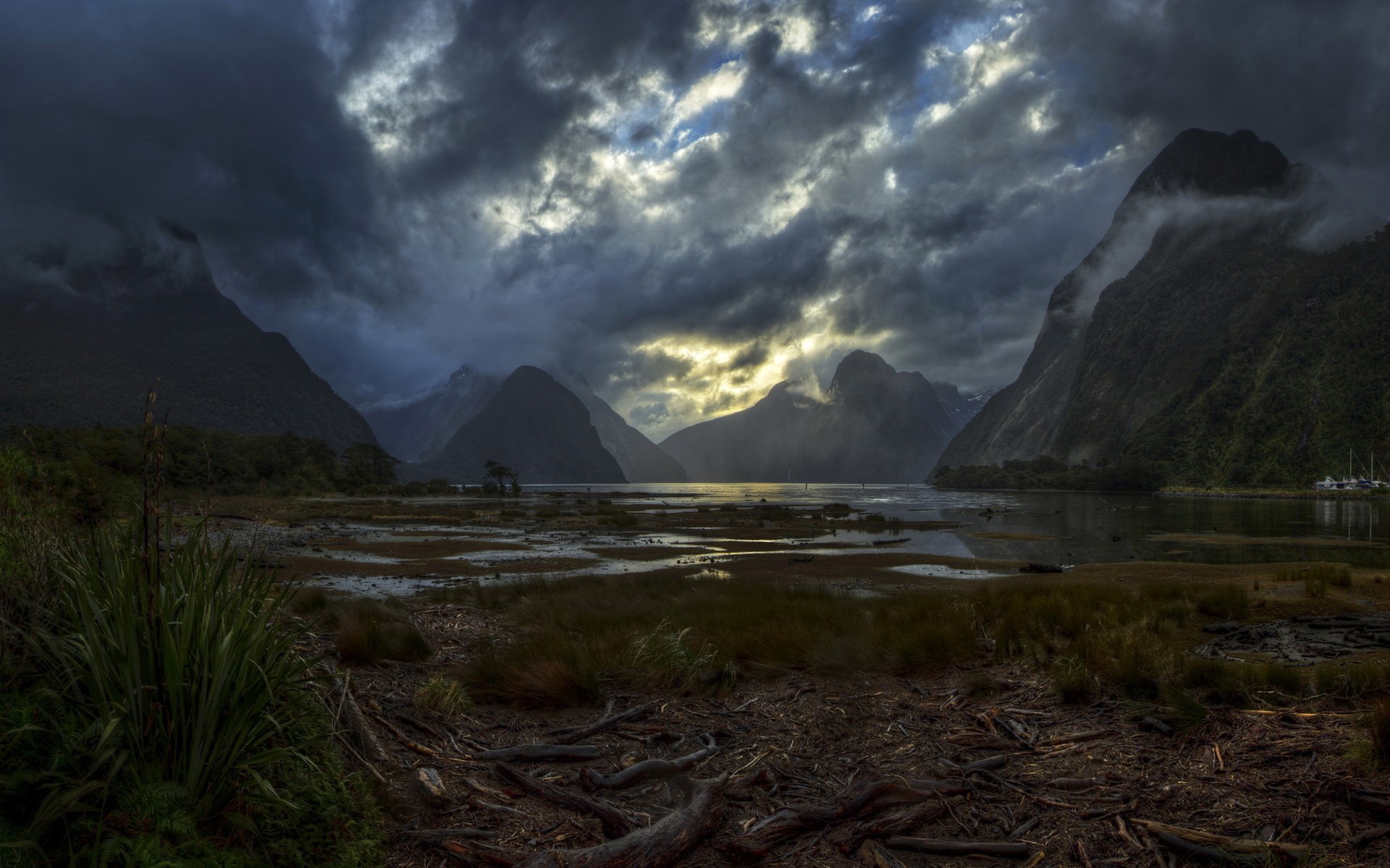 Stormy Sky Over Milford Sound Fiordland National Park HD Wallpaper