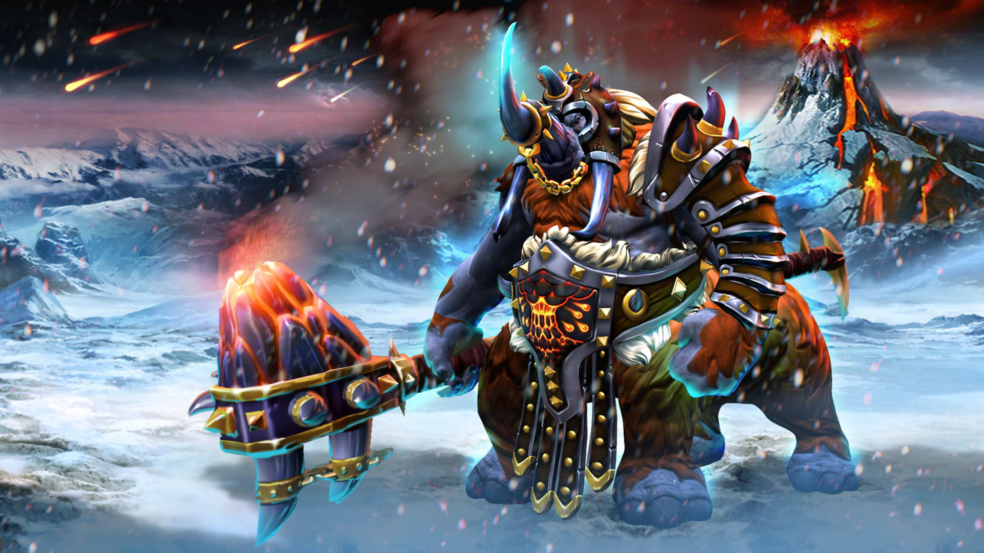 Magnus from Dota 2 with a fiery hammer HD Wallpaper