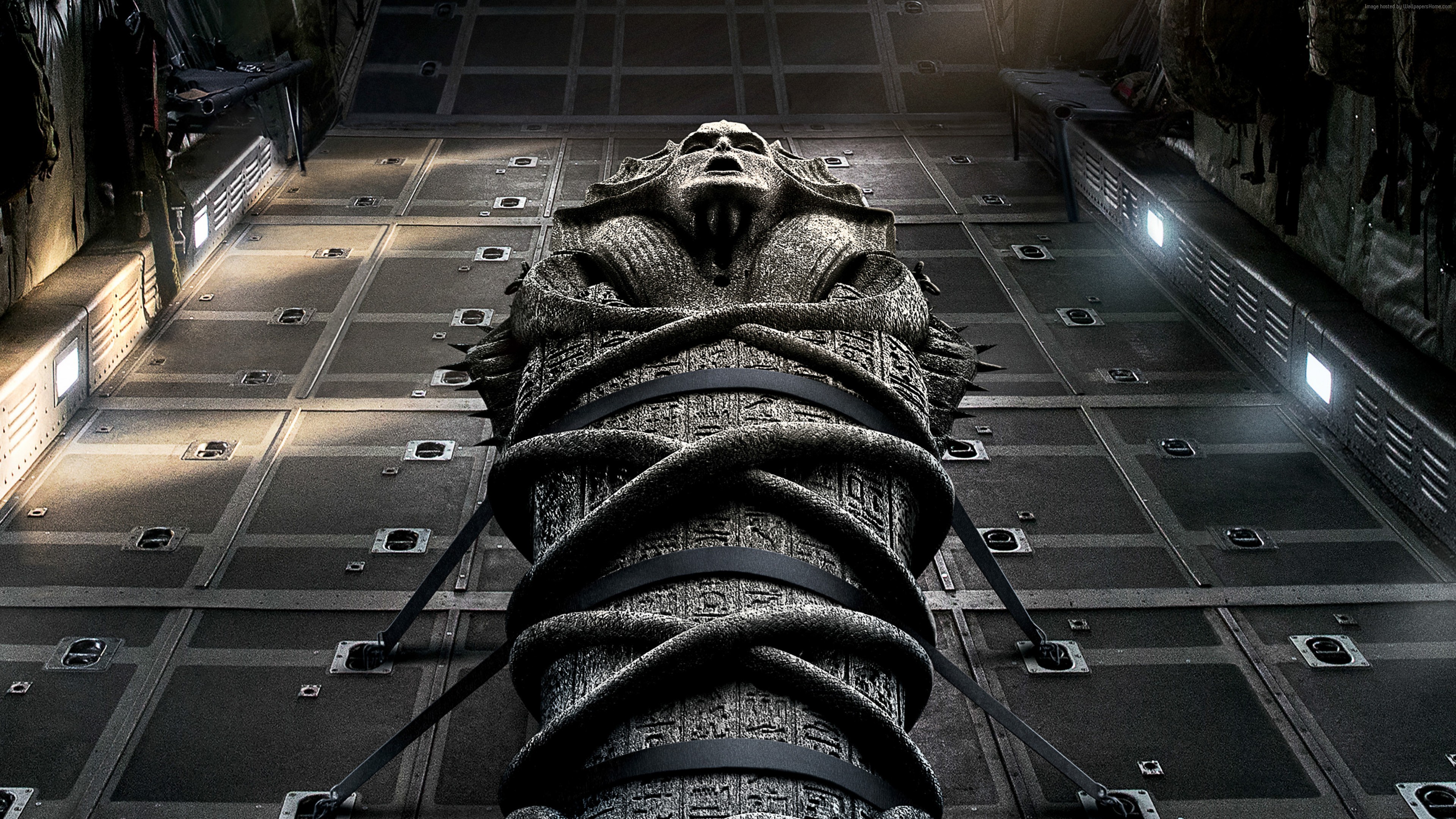 The Mummy sarcophagus in a cargo plane HD Wallpaper