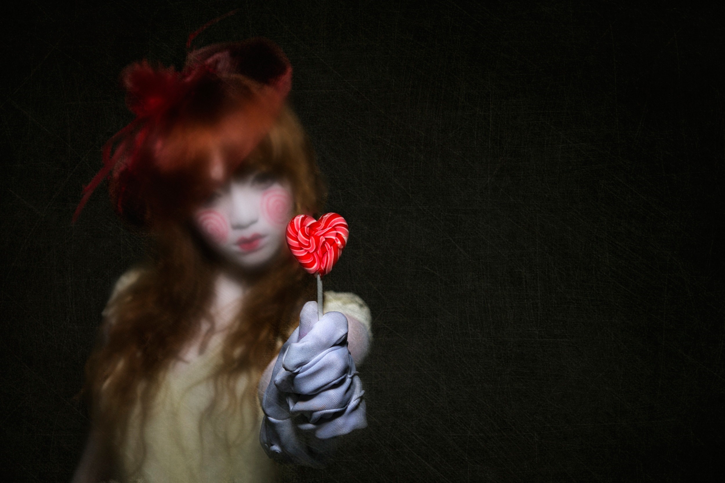 Girl in costume with heart lollipop HD Wallpaper