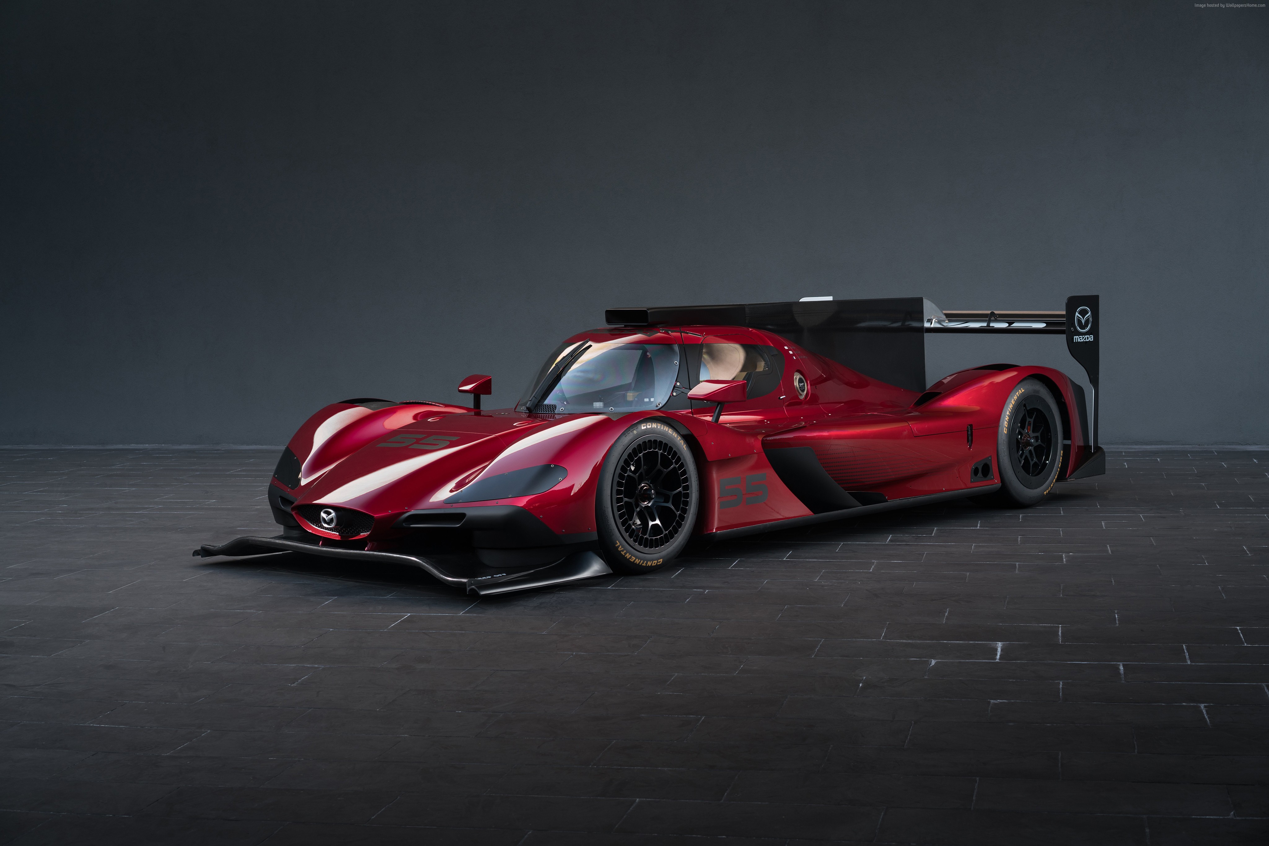 Red Mazda RT24-P race car HD Wallpaper