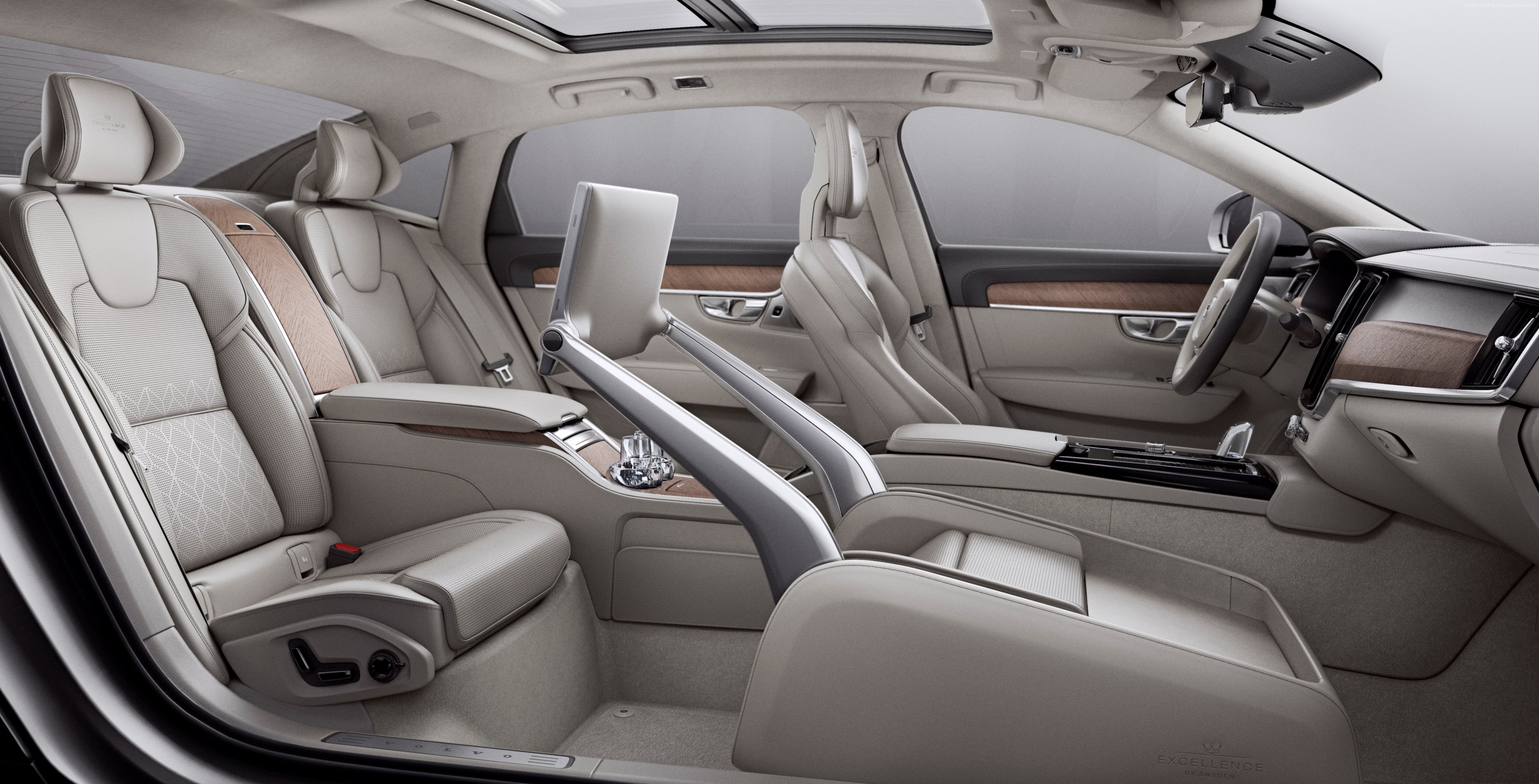 Interior of a luxury Volvo S90 car HD Wallpaper