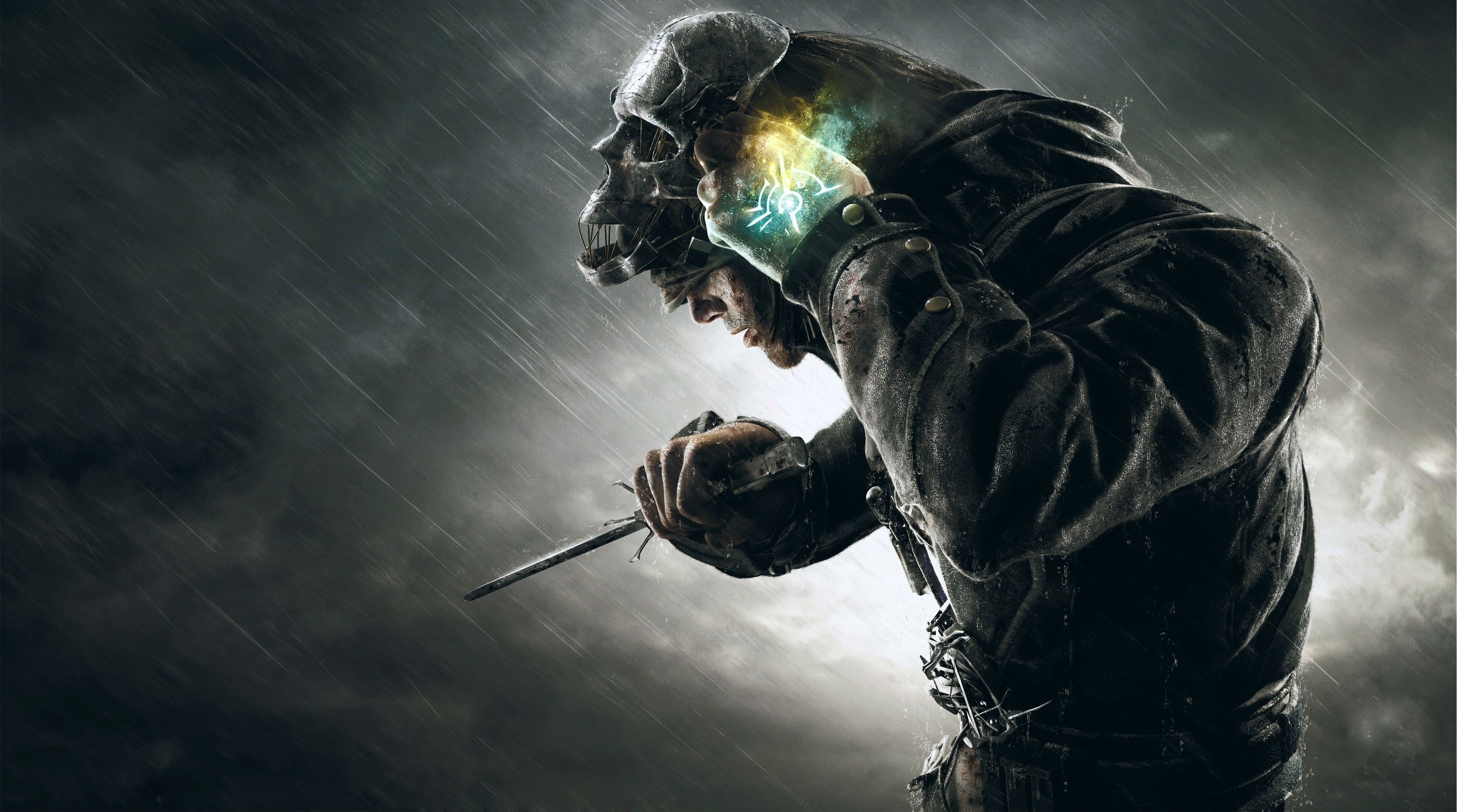 Corvo Attano from Dishonored in the rain HD Wallpaper