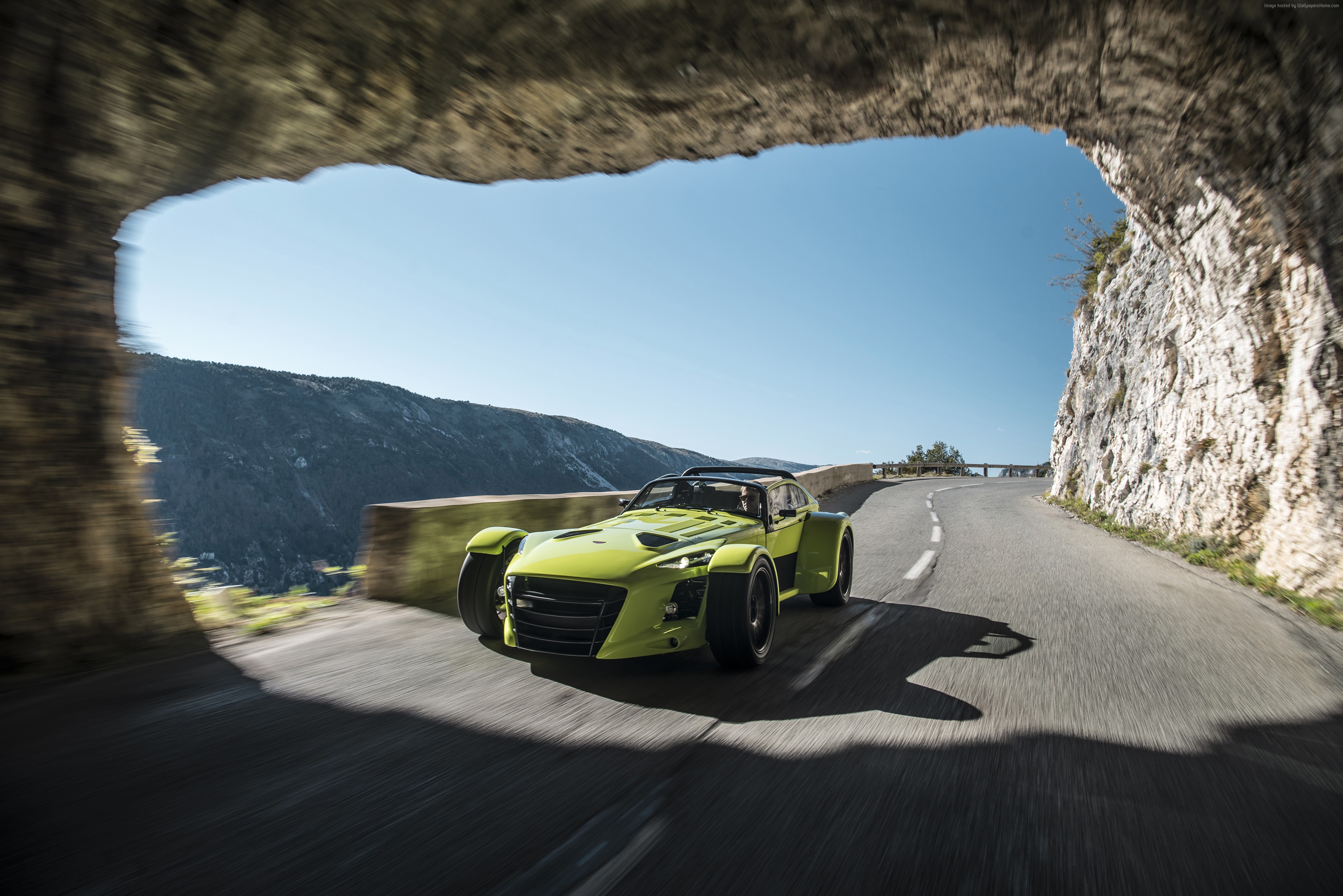 Donkervoort D8 GTO-RS sport car on a mountain road HD Wallpaper