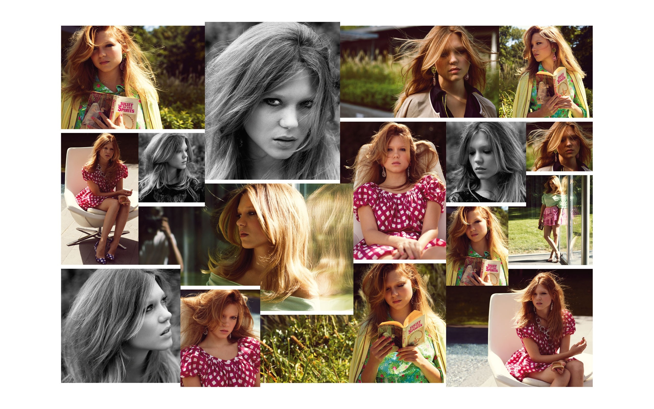 Léa Seydoux collage of fashion photoshoot HD Wallpaper