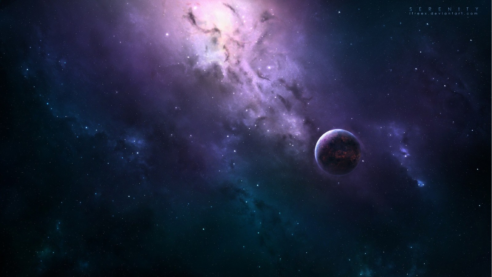 Planet and nebula in deep space with stars HD Wallpaper