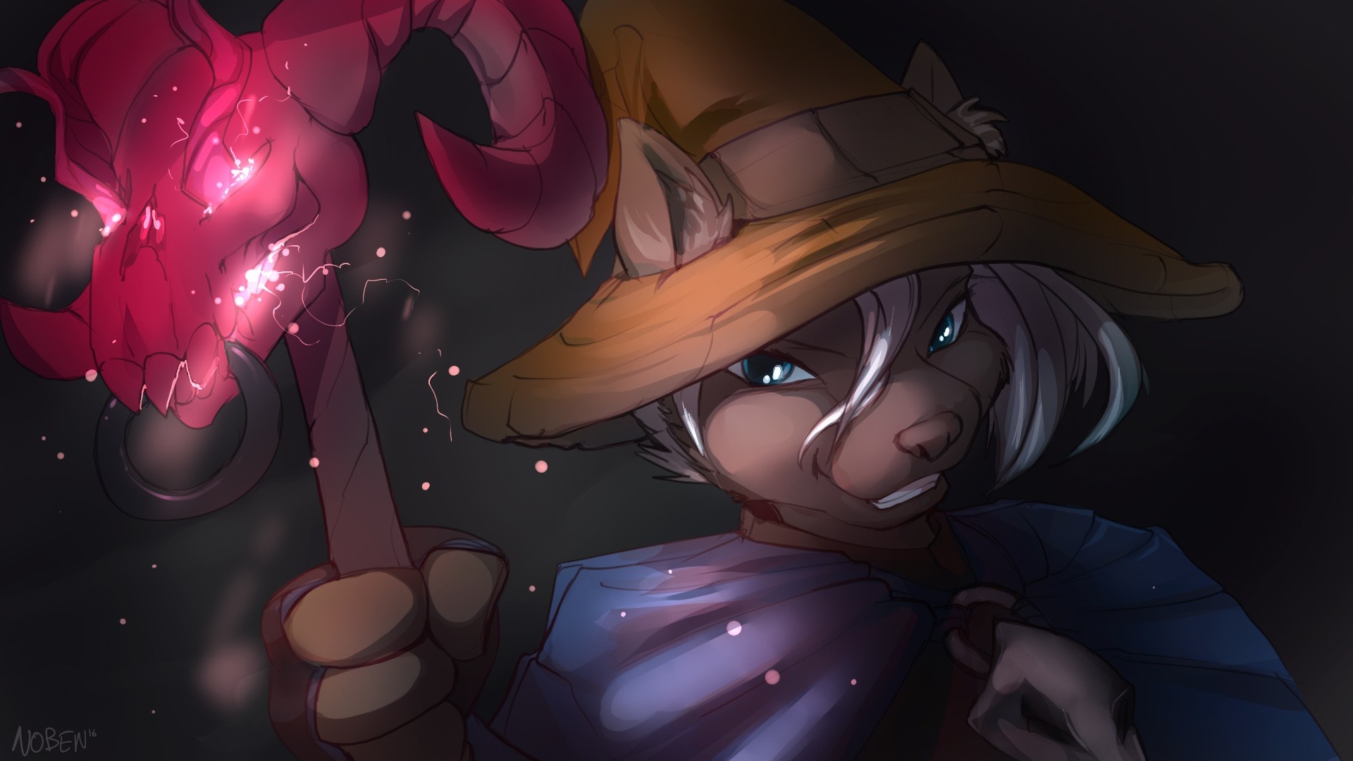 Furry wizard with magic staff HD Wallpaper
