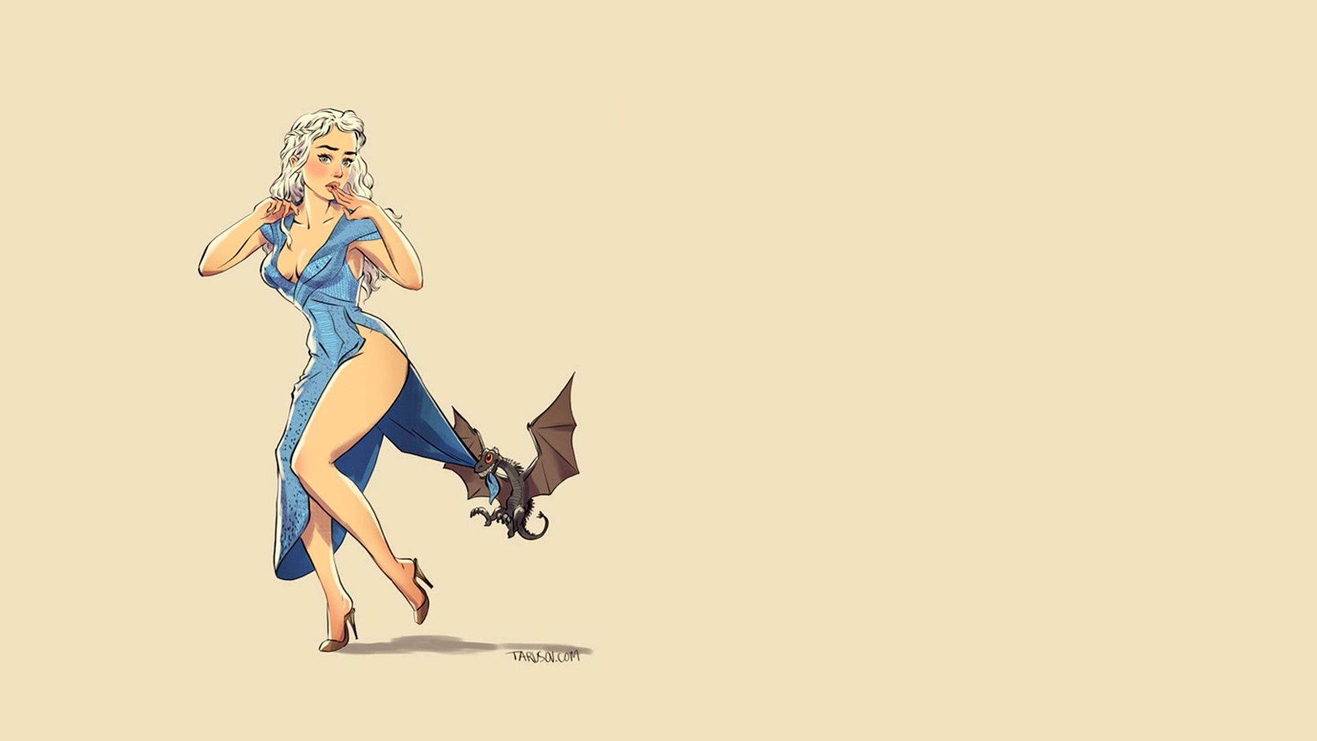 Daenerys Targaryen from Game of Thrones with a dragon HD Wallpaper