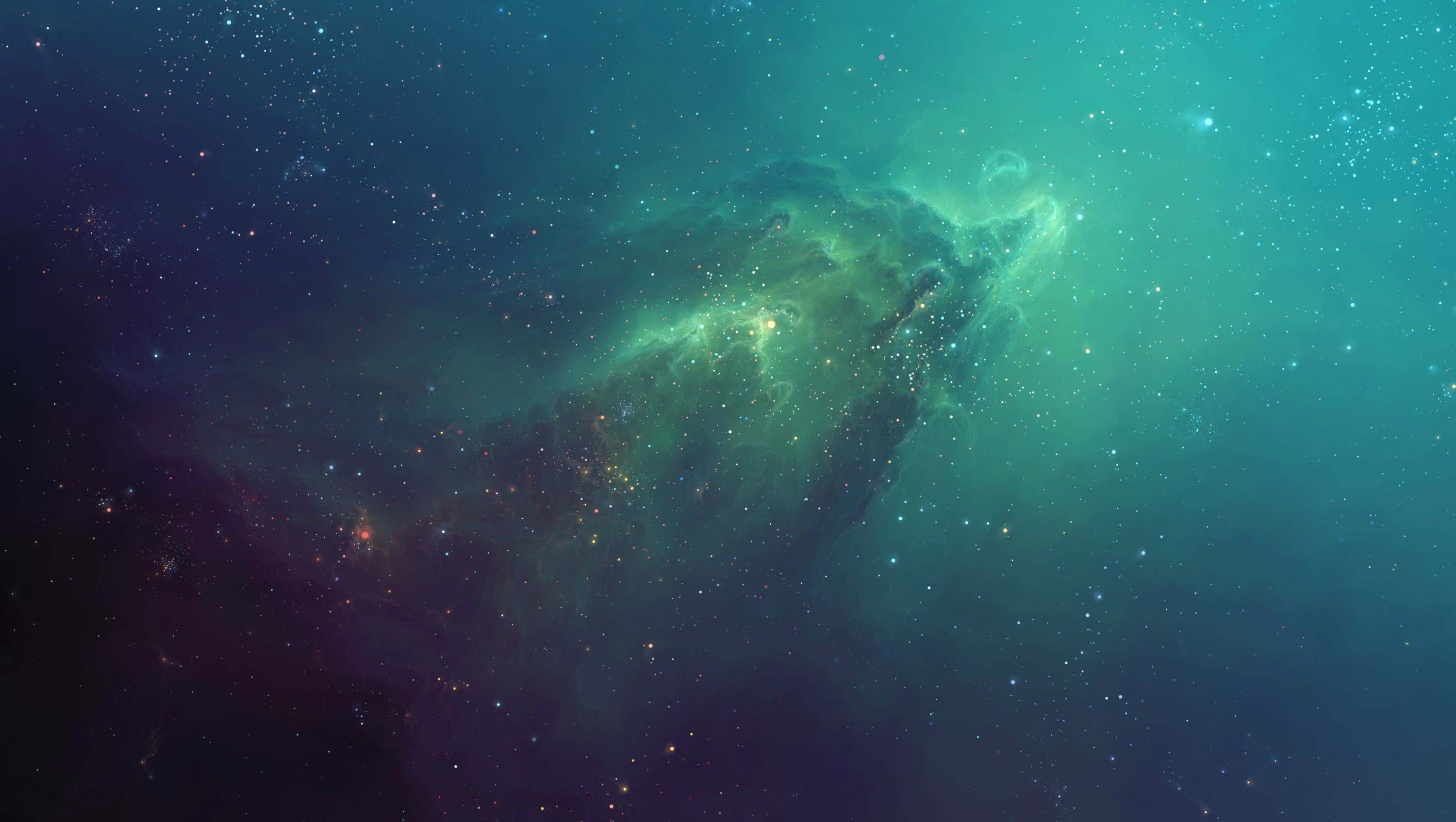 Digital art of a colorful nebula in outer space HD Wallpaper