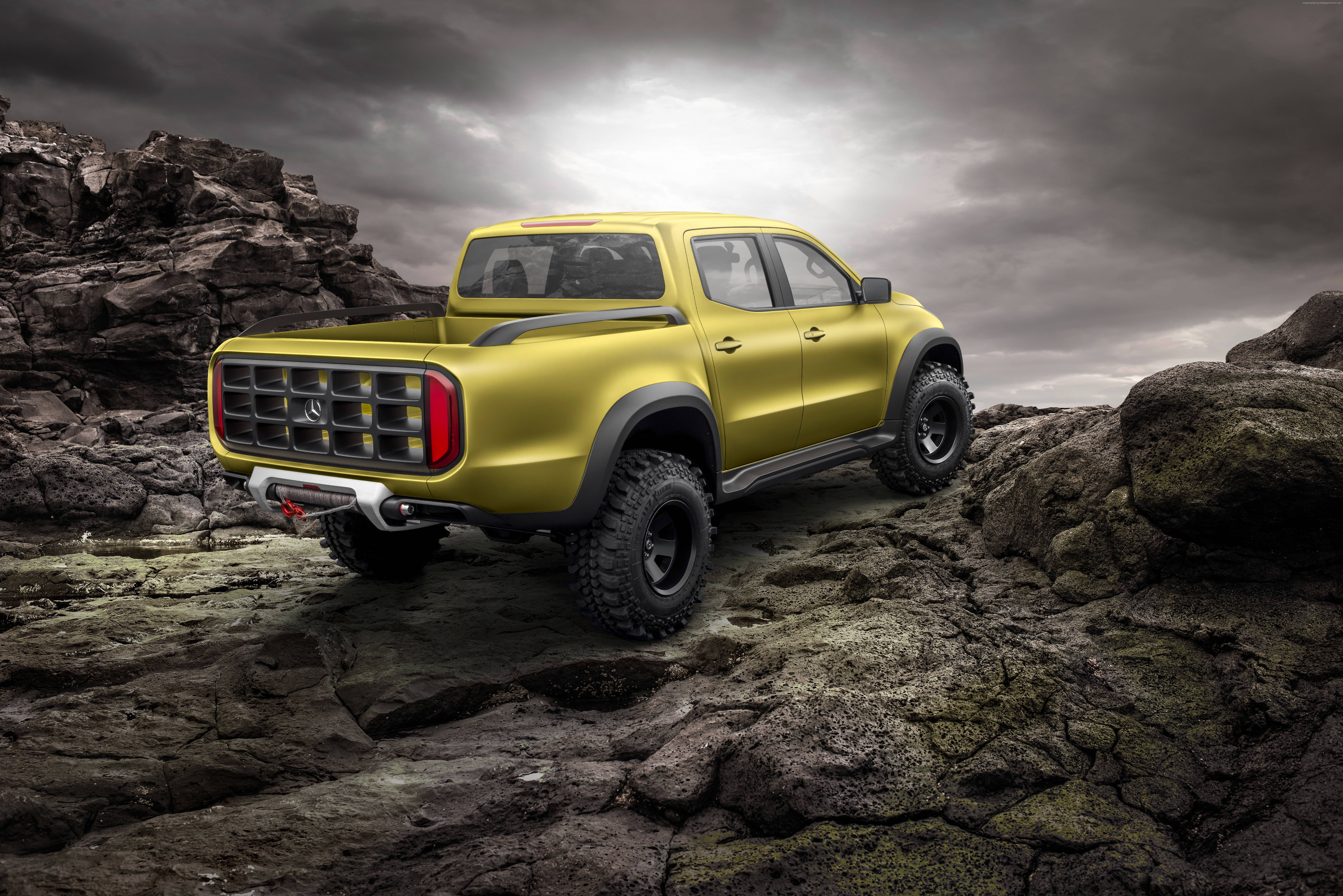 Yellow Mercedes-Benz Concept X-CLASS Pickup Truck Off-Road HD Wallpaper