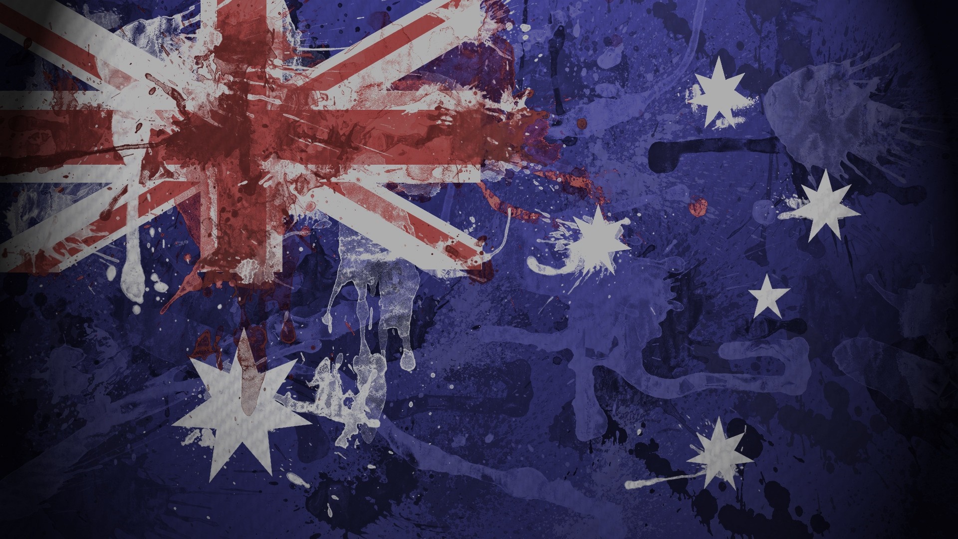 Australian flag with paint splatters HD Wallpaper