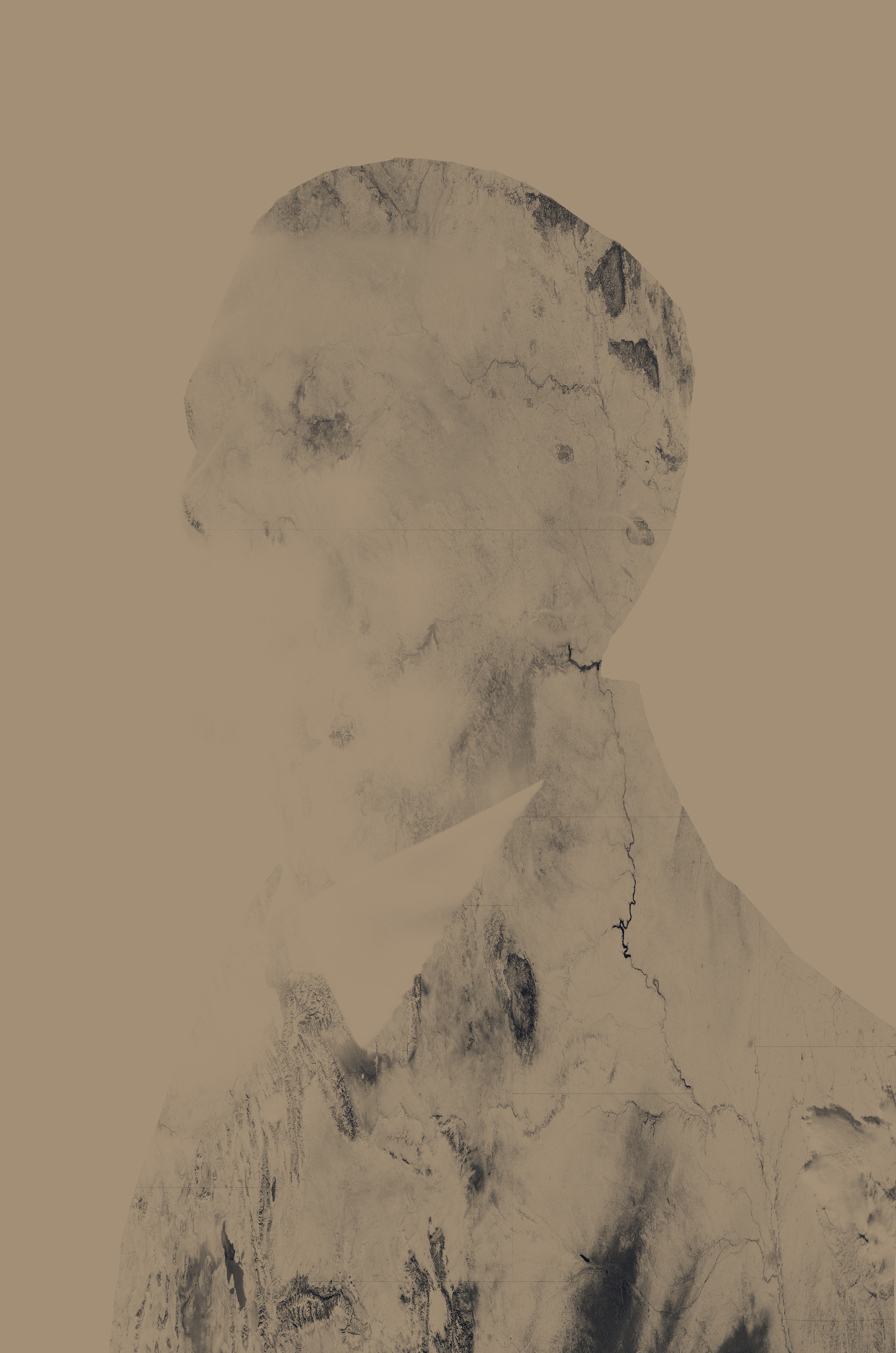 Double exposure portrait of a man with landscape HD Wallpaper