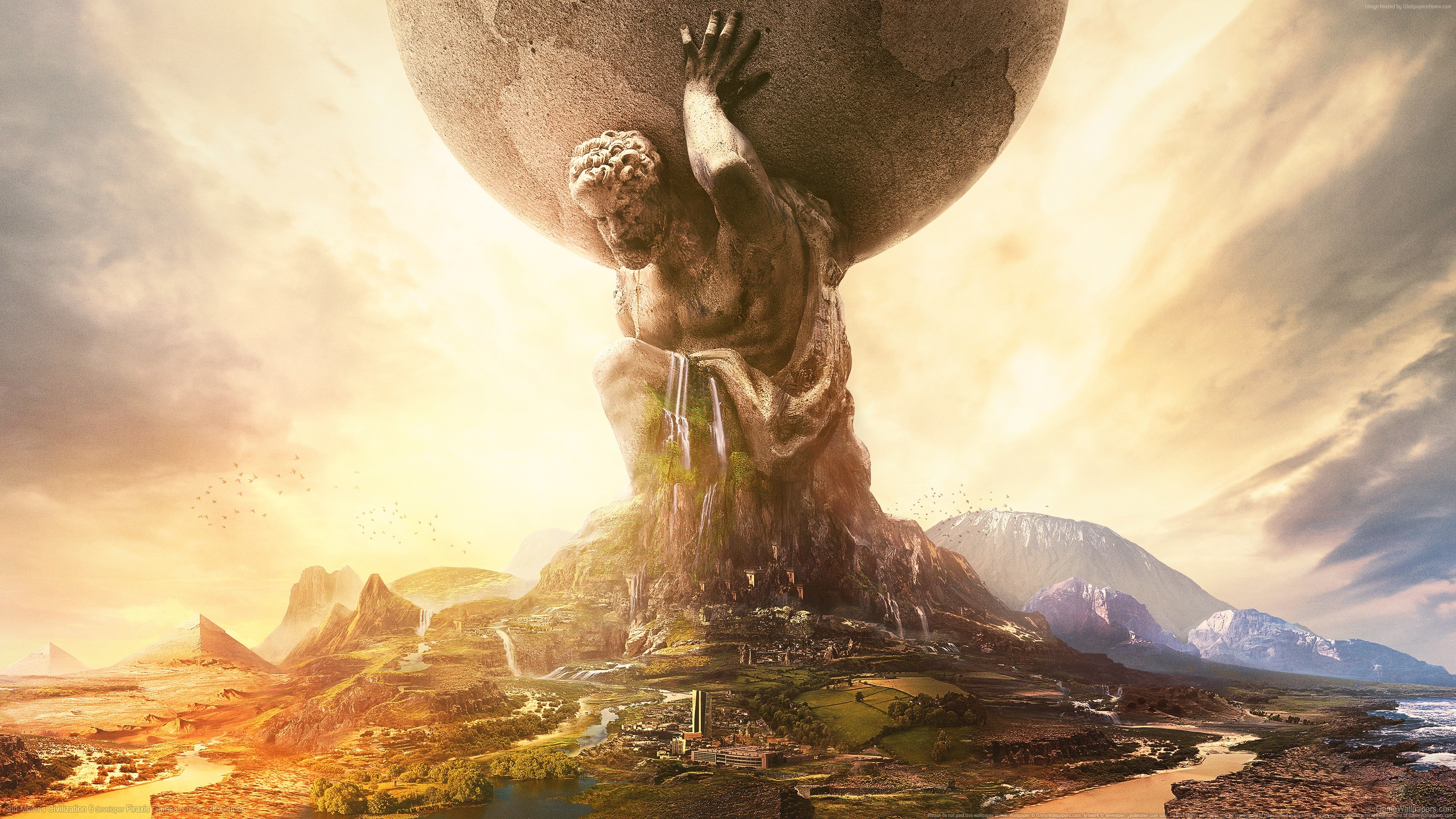 Atlas holding the world in Sid Meier's Civilization VI HD Wallpaper