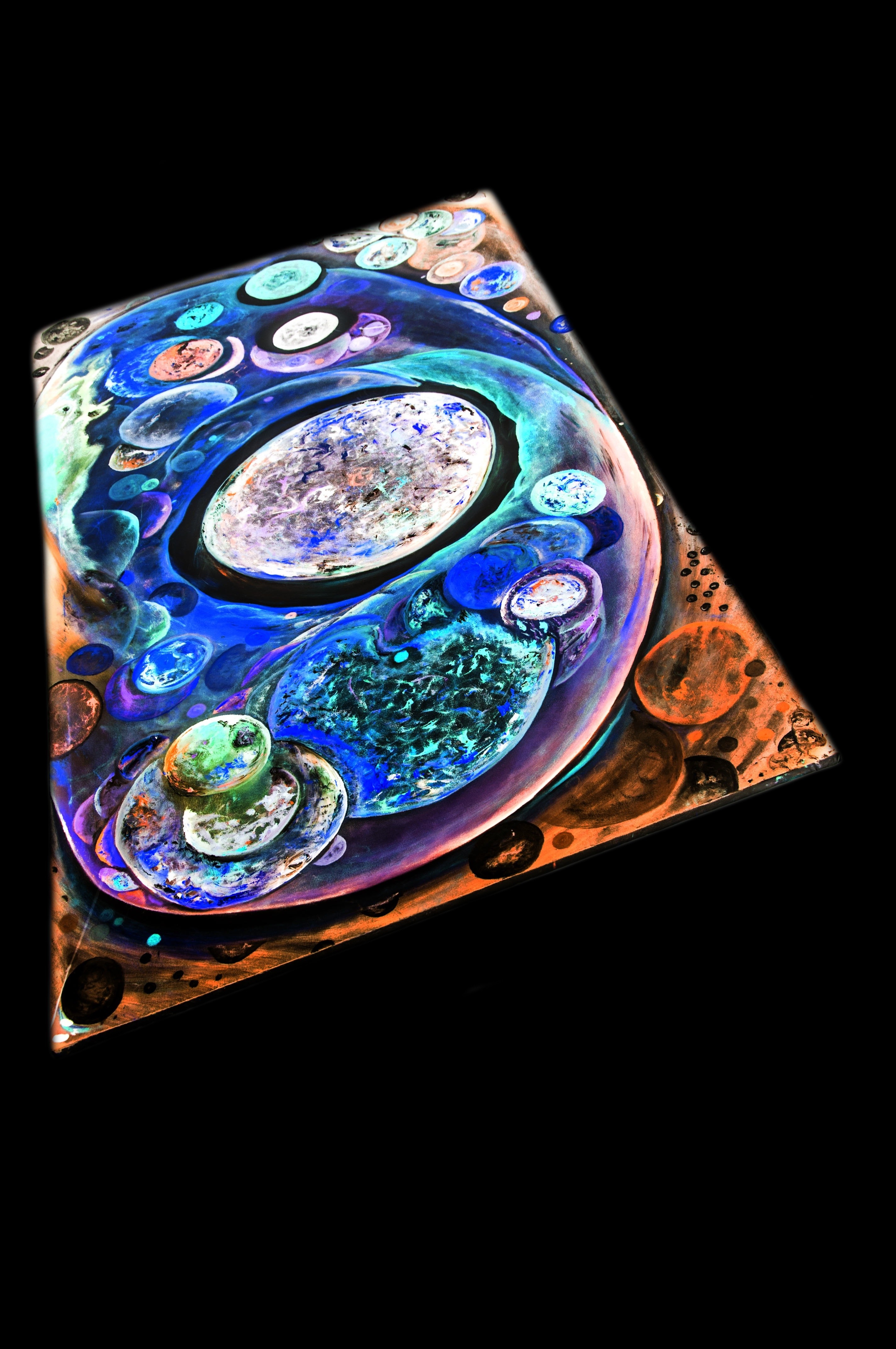 Abstract illustration of planets and circles HD Wallpaper