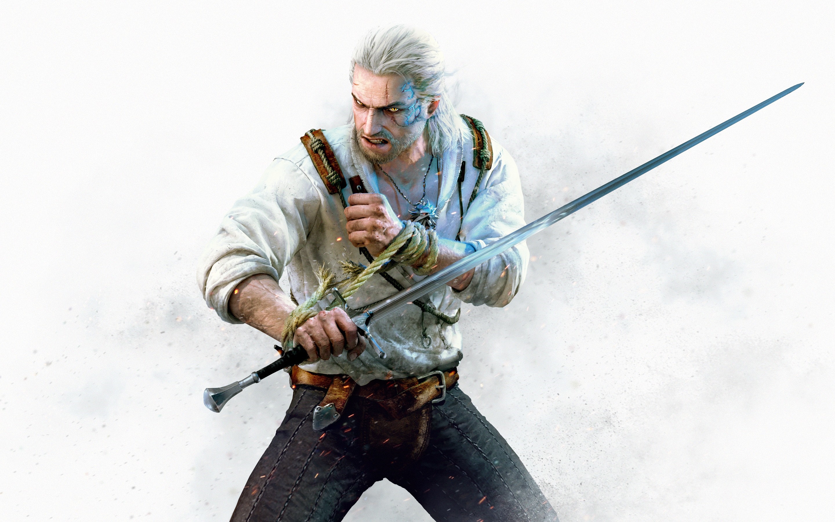 Geralt of Rivia from The Witcher 3 Wild Hunt with sword HD Wallpaper