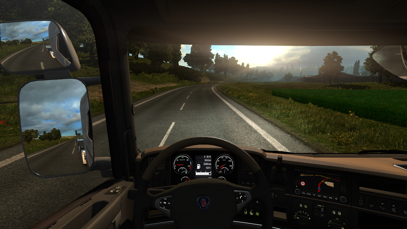 Euro Truck Simulator 2: Scania Truck Driving on Road HD Wallpaper