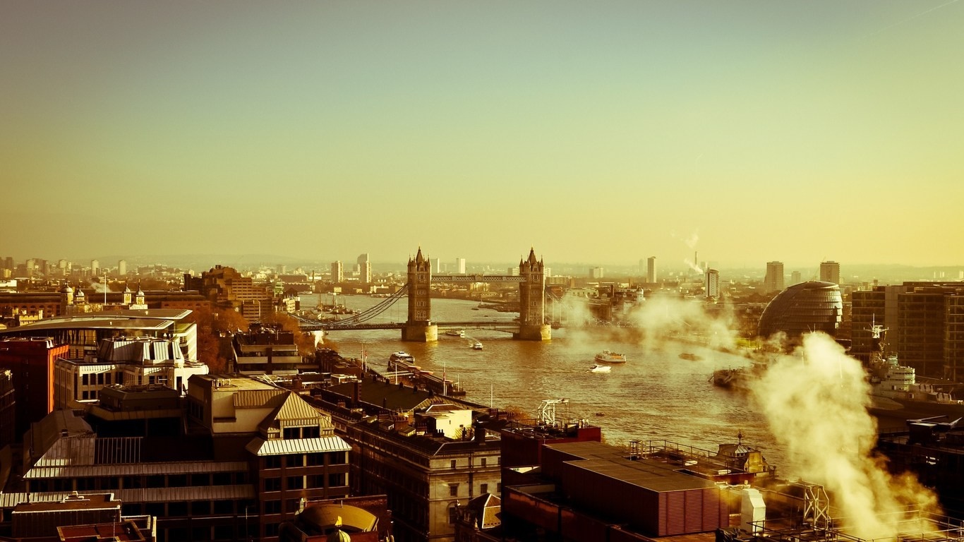 London cityscape with Tower Bridge and River Thames HD Wallpaper