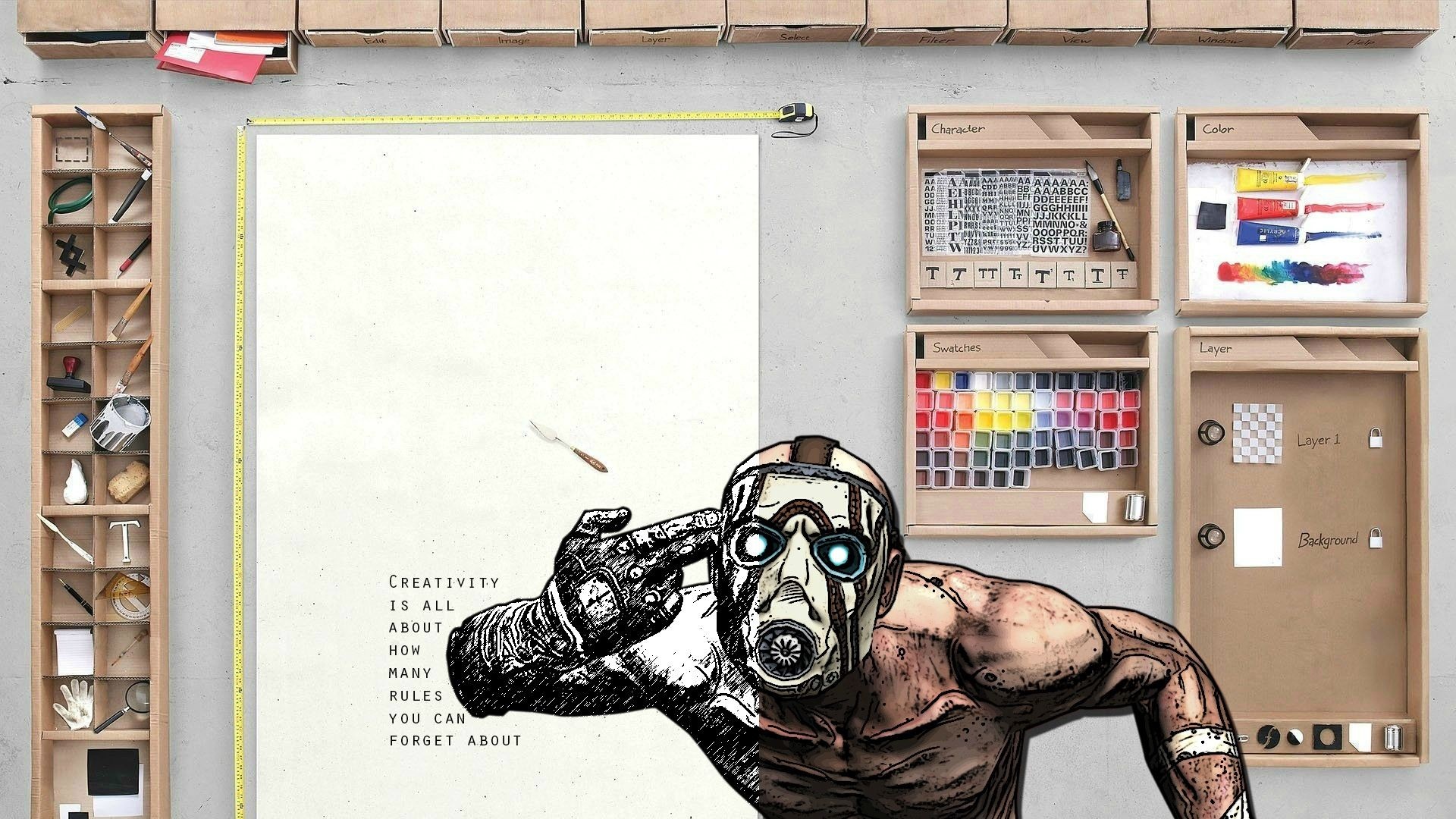 Borderlands Psycho with art supplies HD Wallpaper