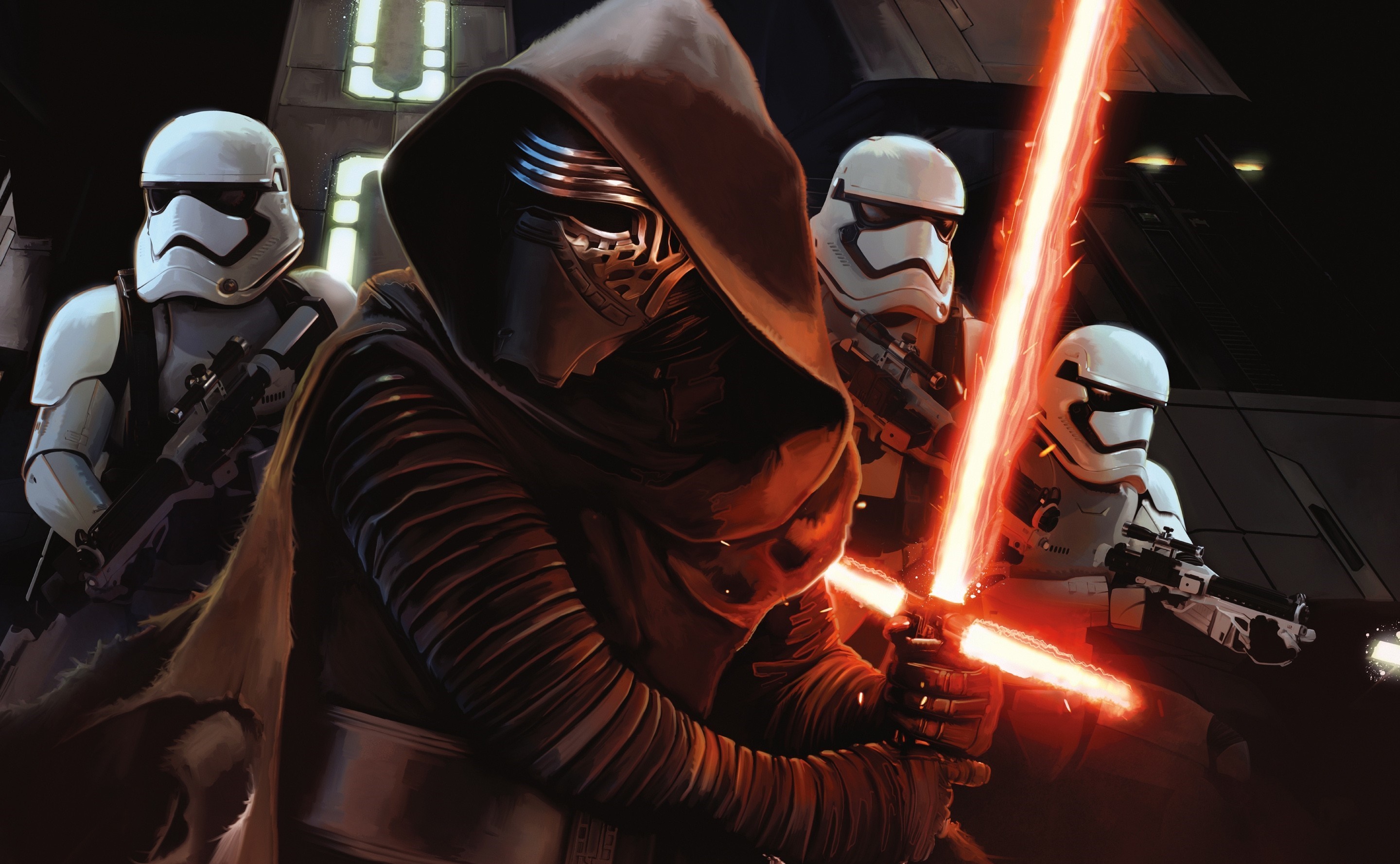 Kylo Ren and Stormtroopers from Star Wars HD Wallpaper