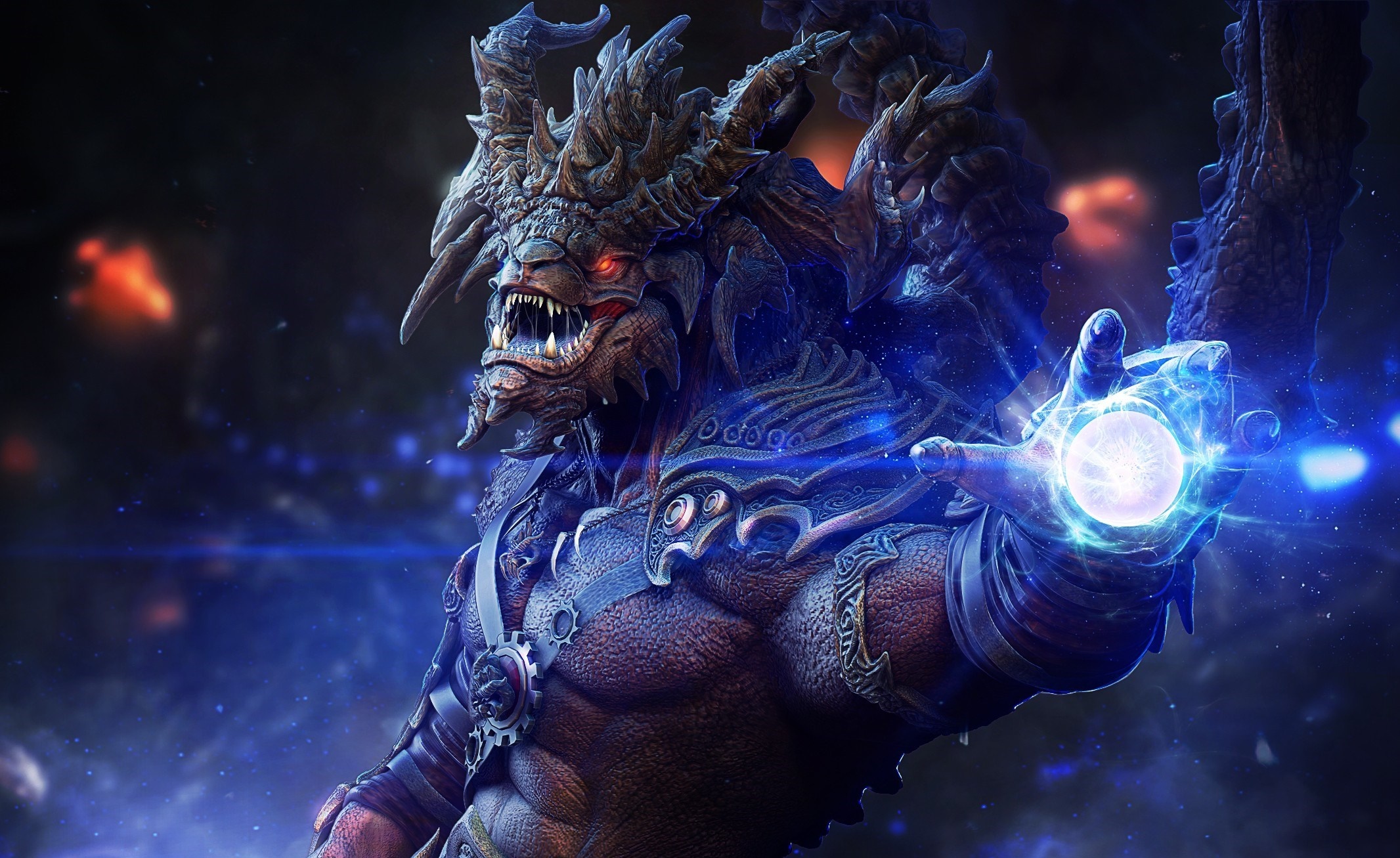 Demon holding a glowing orb HD Wallpaper