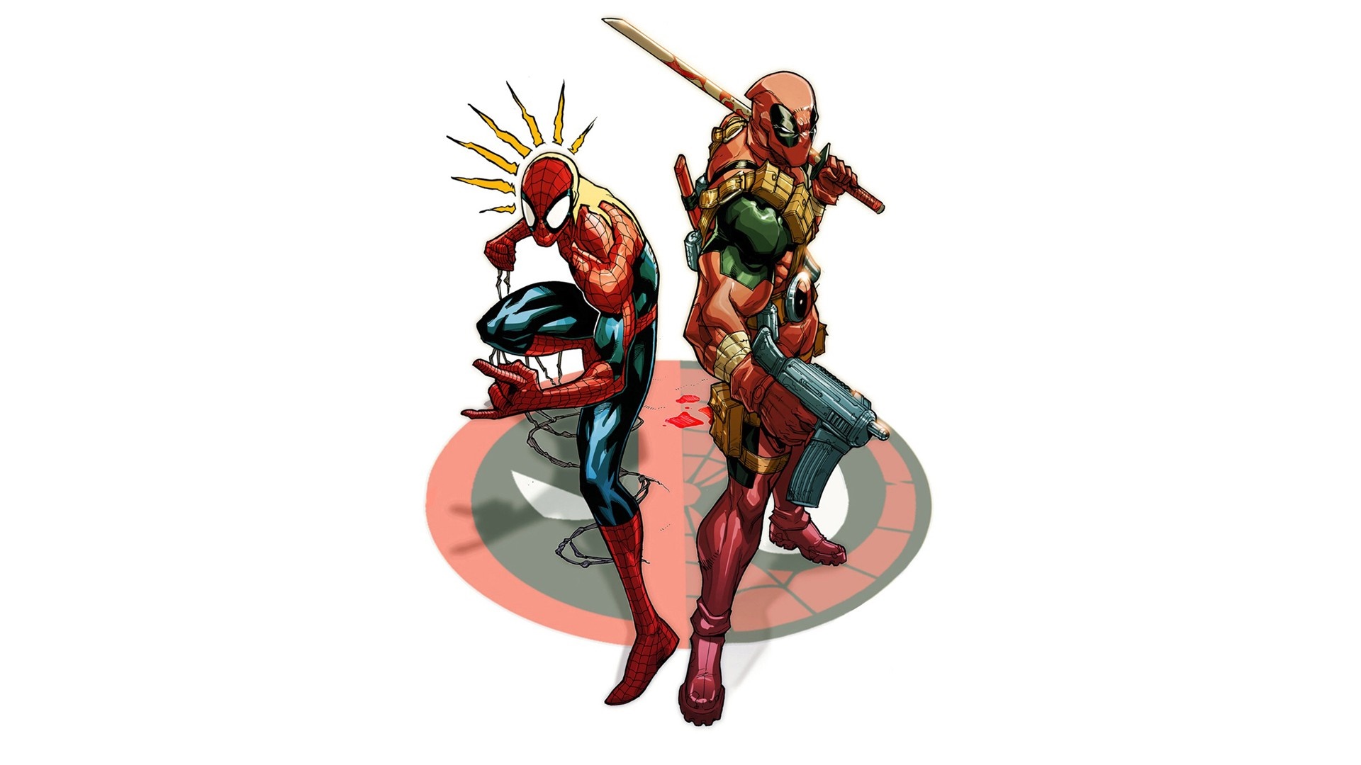 Spider-Man and Deadpool illustration HD Wallpaper
