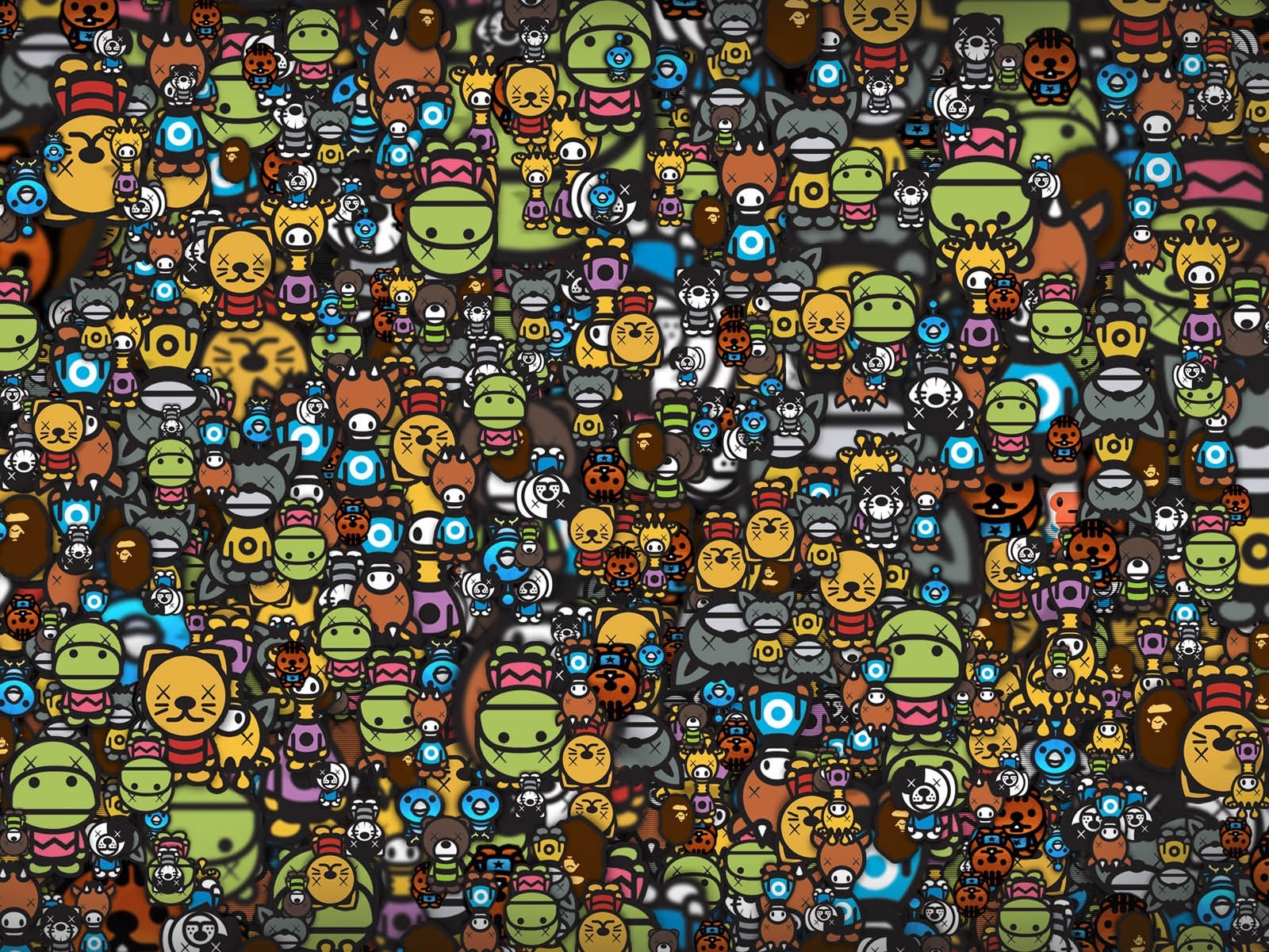 Pattern of cartoon characters HD Wallpaper