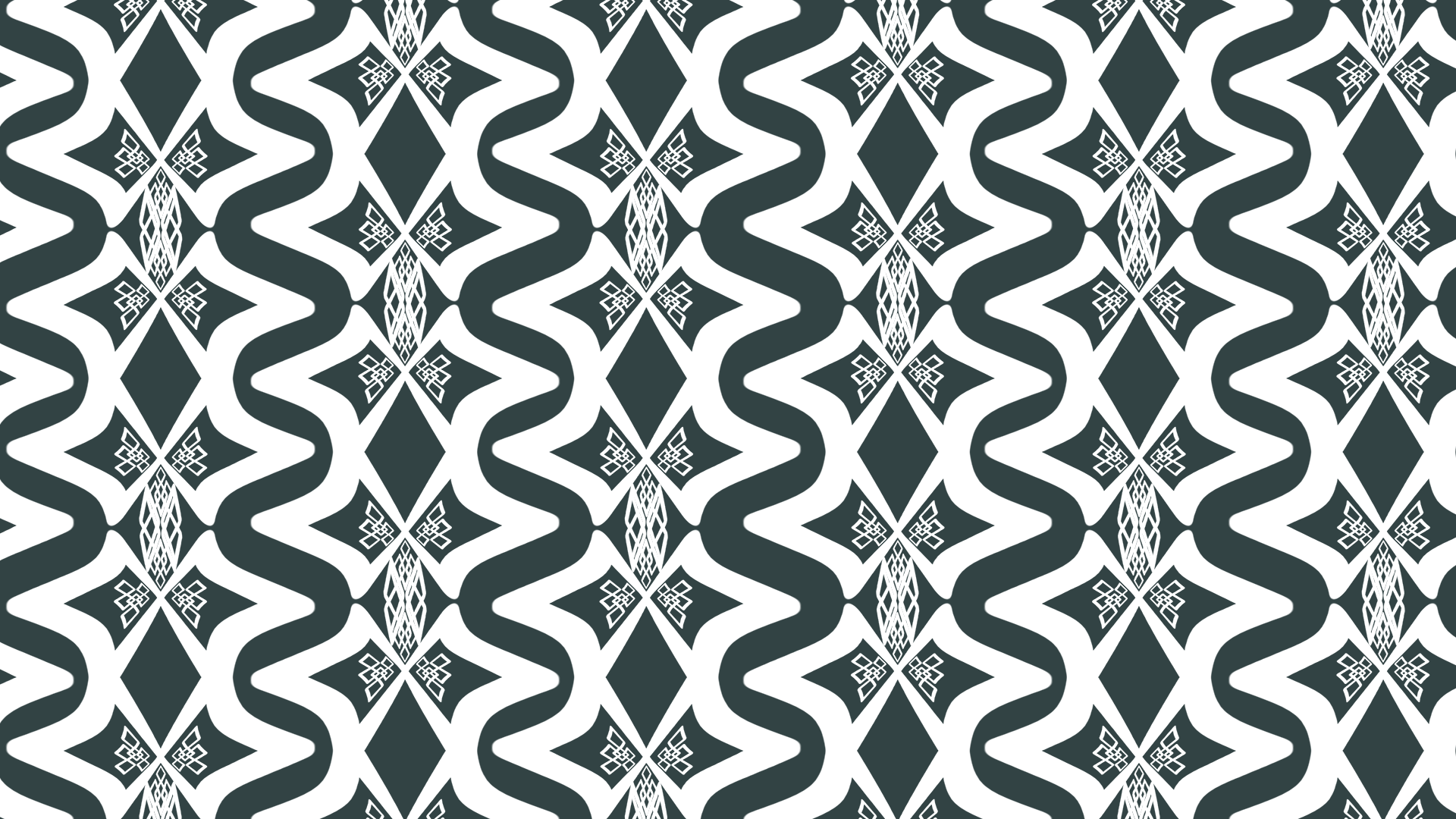 Monochrome abstract pattern with geometric shapes and wavy lines HD Wallpaper