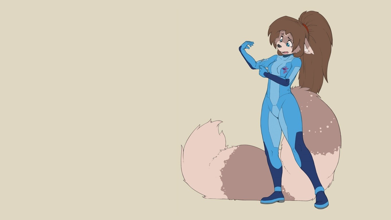 Furry character in Zero Suit Samus costume HD Wallpaper