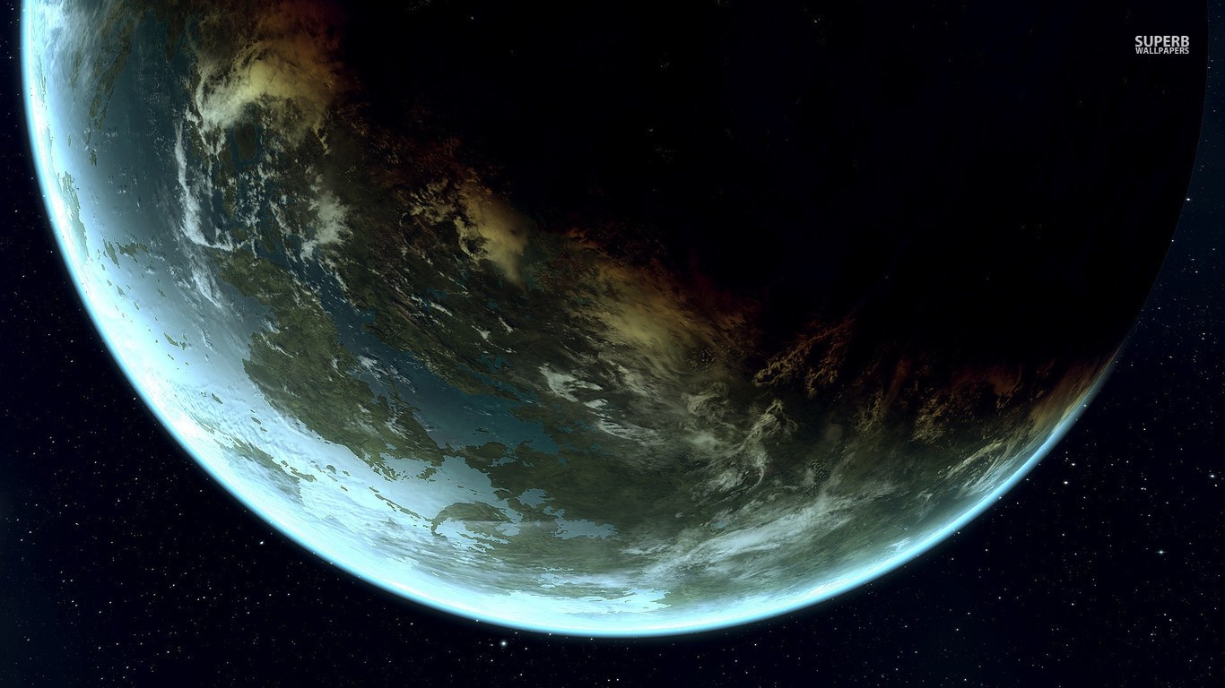 Planet in outer space with atmosphere HD Wallpaper