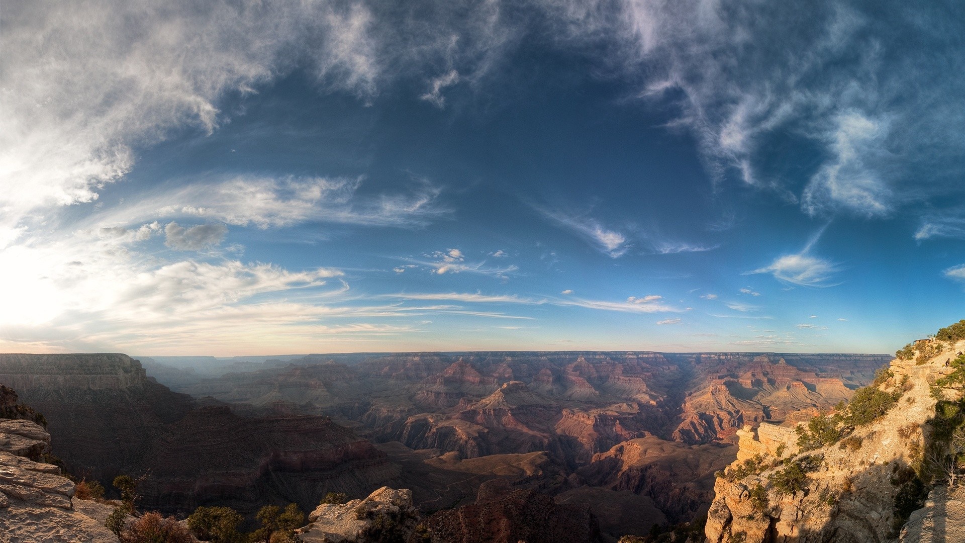 Grand Canyon landscape at sunset with clouds HD Wallpaper