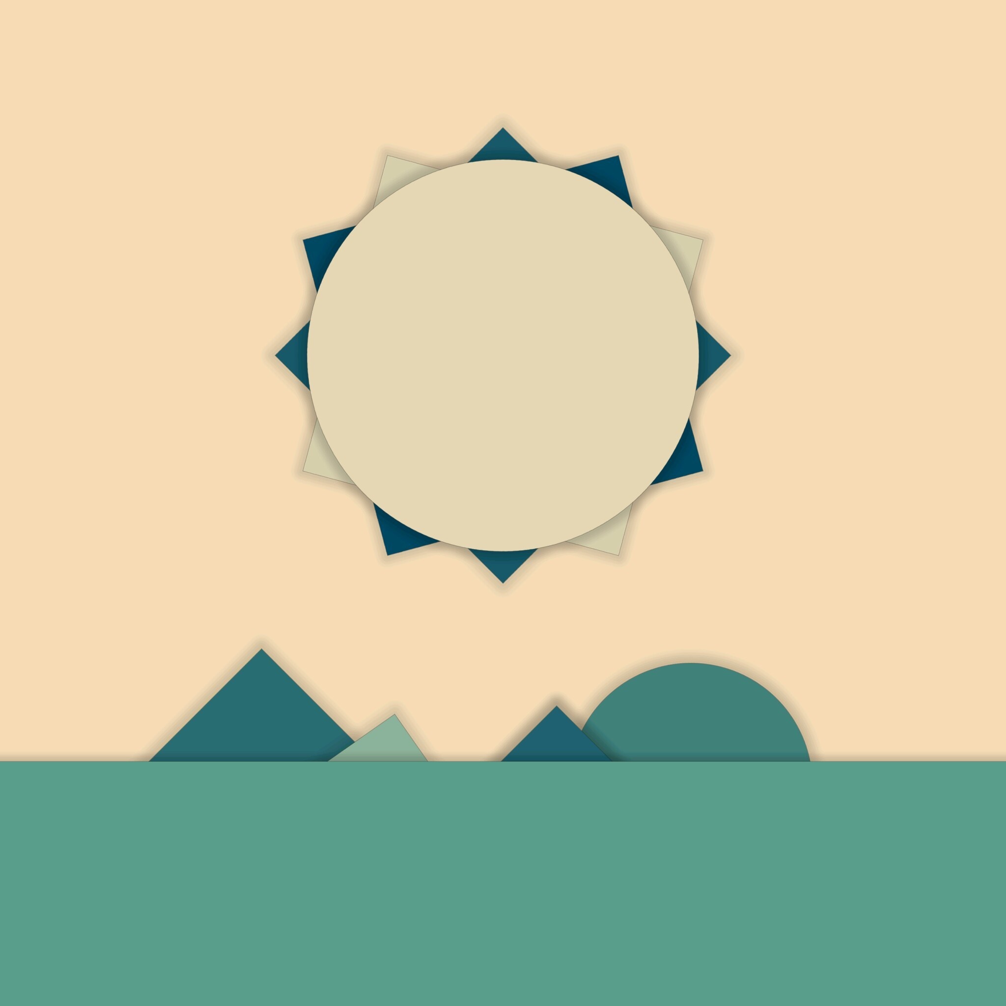 Abstract sun and geometric landscape illustration HD Wallpaper