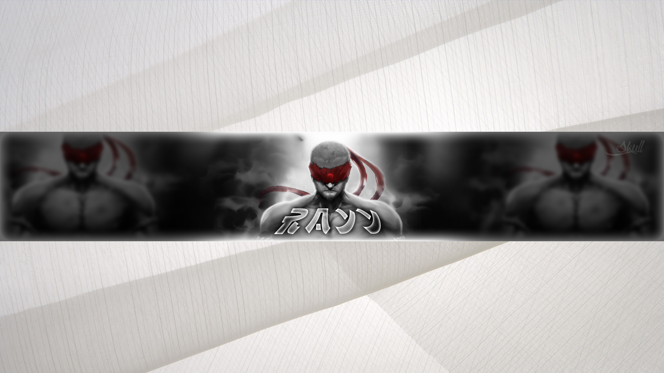 Man with red blindfold and Japanese text logo HD Wallpaper