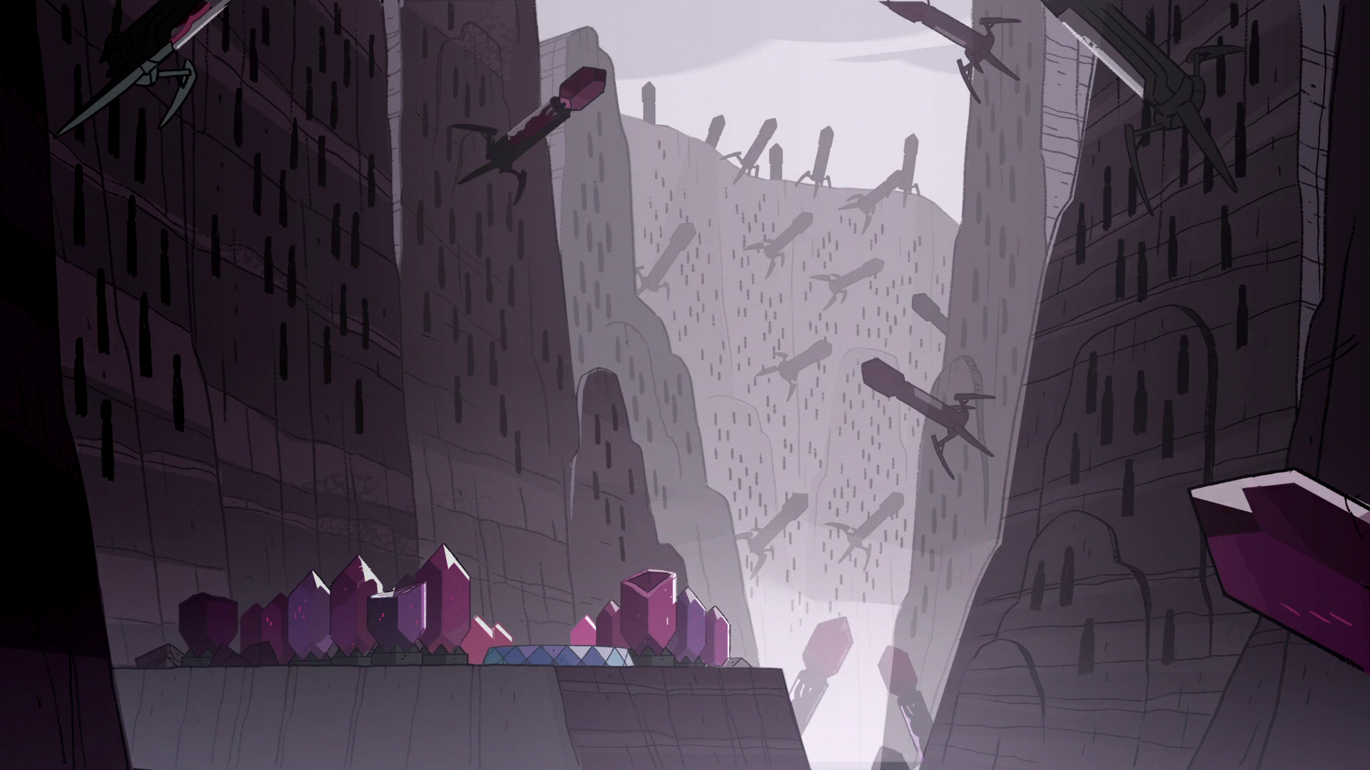 Steven Universe Homeworld canyon with corrupted gems HD Wallpaper