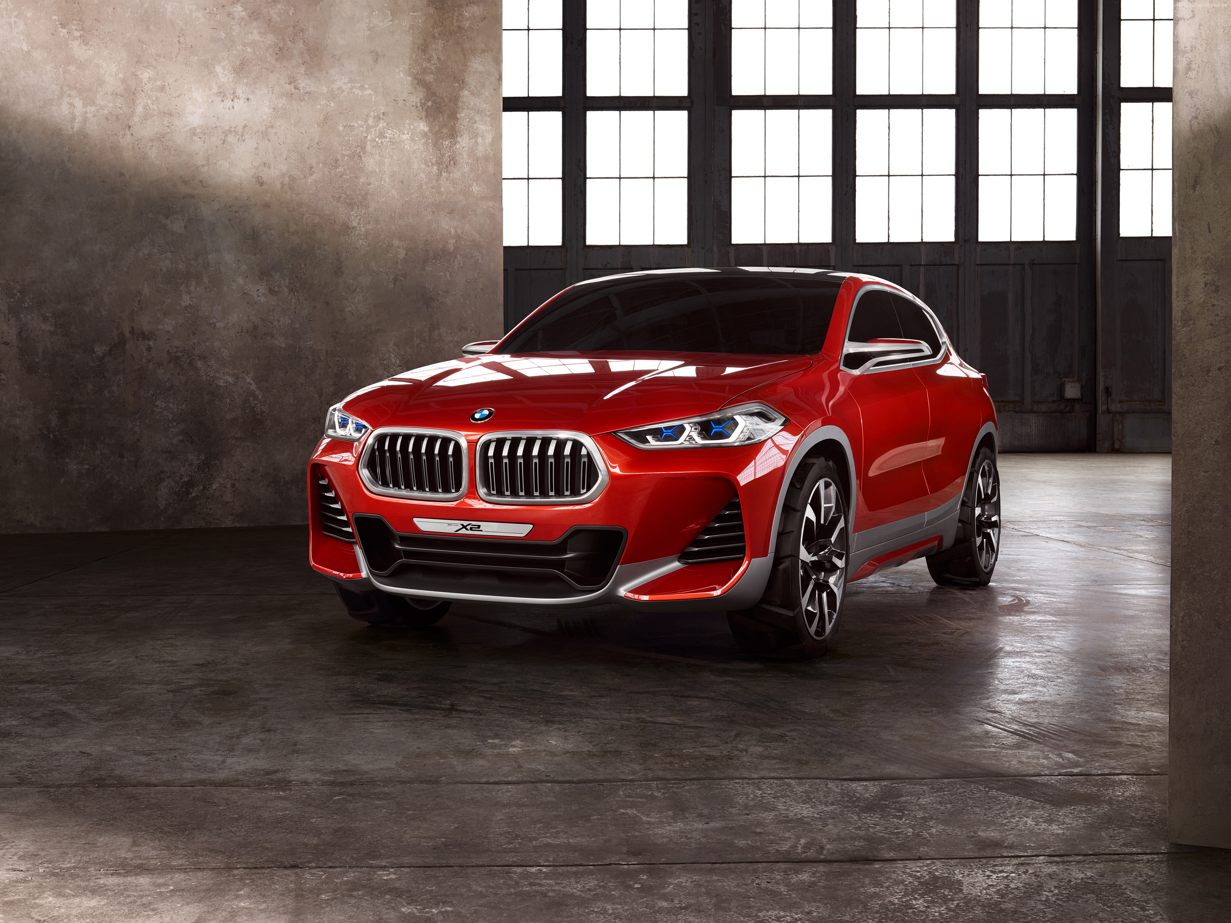 Red BMW X2 Concept Crossover at Paris Auto Show 2016 HD Wallpaper