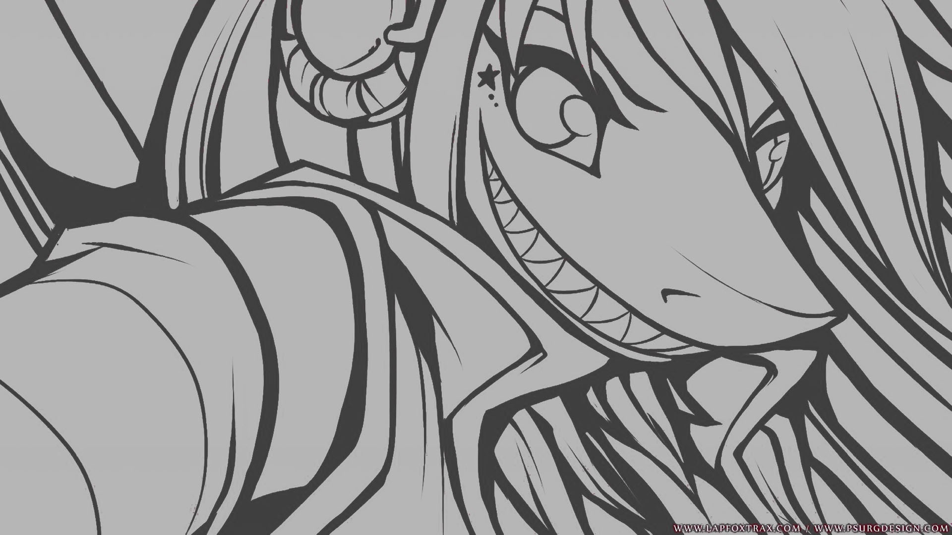 Anthro character with sharp teeth and long hair HD Wallpaper