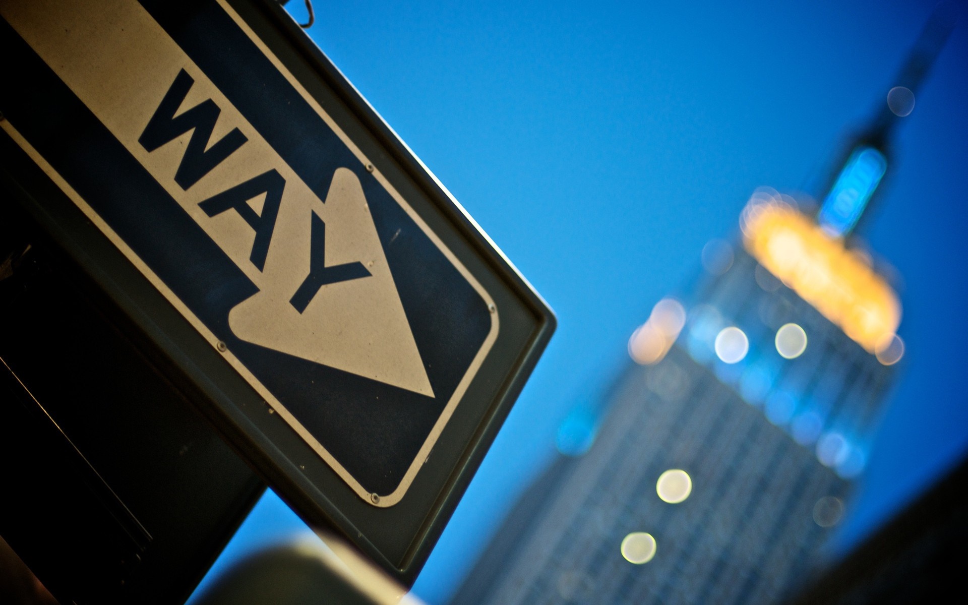 One Way Sign with Empire State Building HD Wallpaper