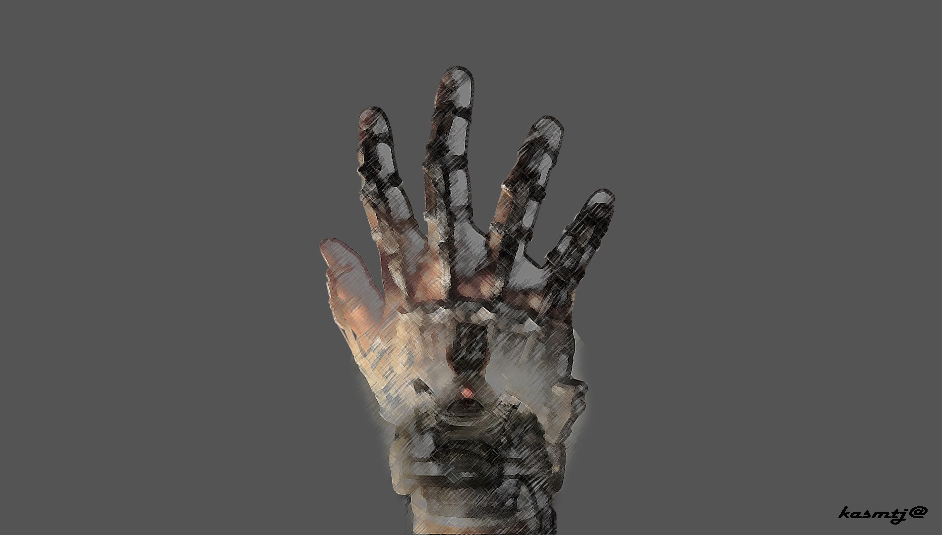 Robotic hand sculpture HD Wallpaper
