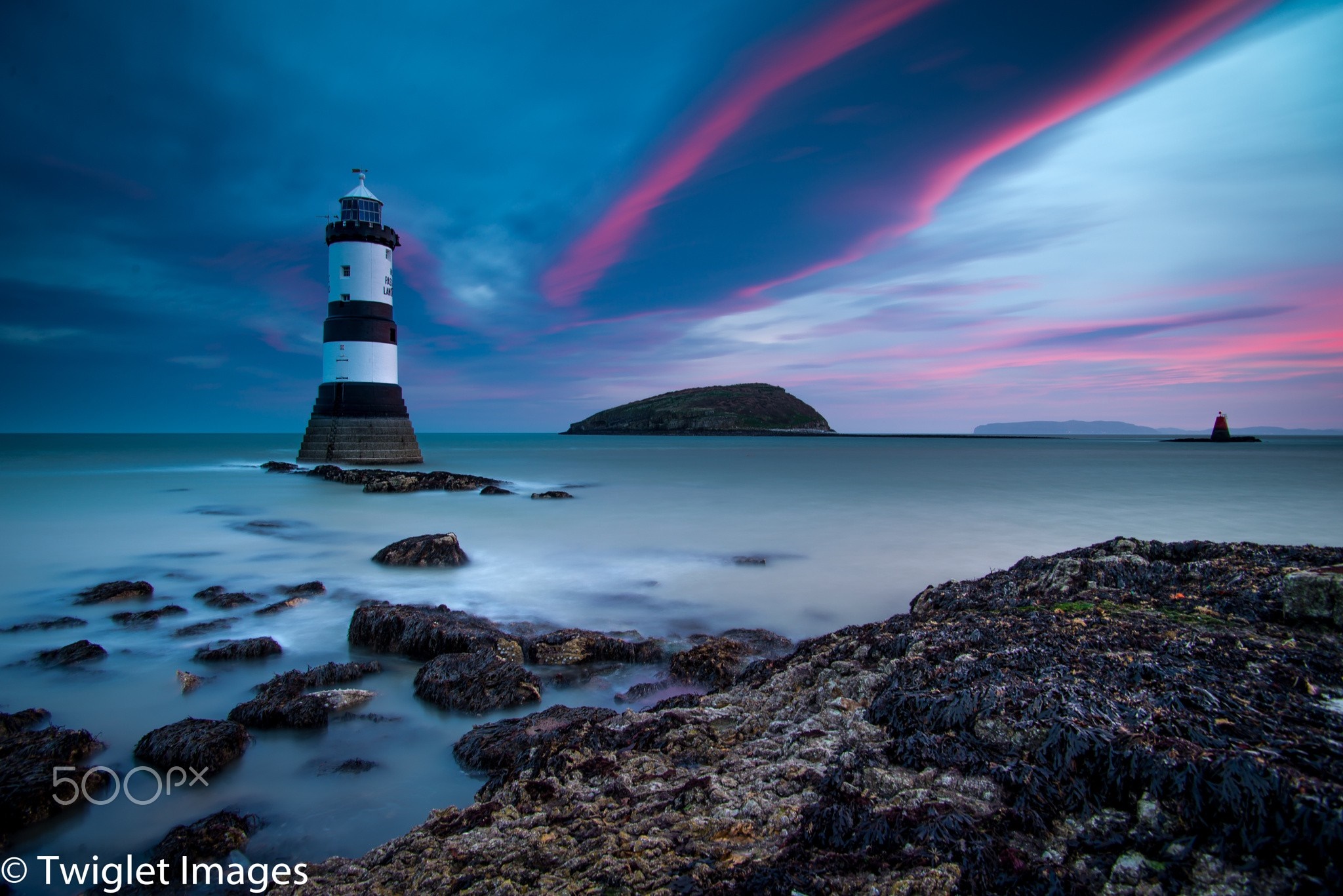Penmon Lighthouse at Dusk with Dramatic Sky HD Wallpaper
