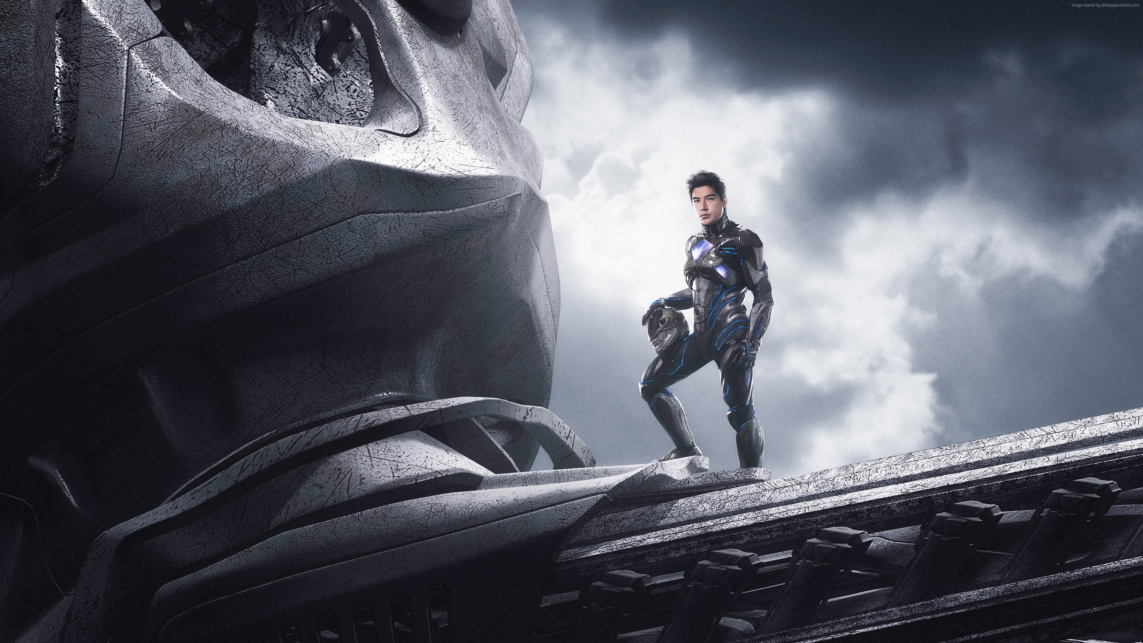 Black Ranger with Zord from Power Rangers HD Wallpaper