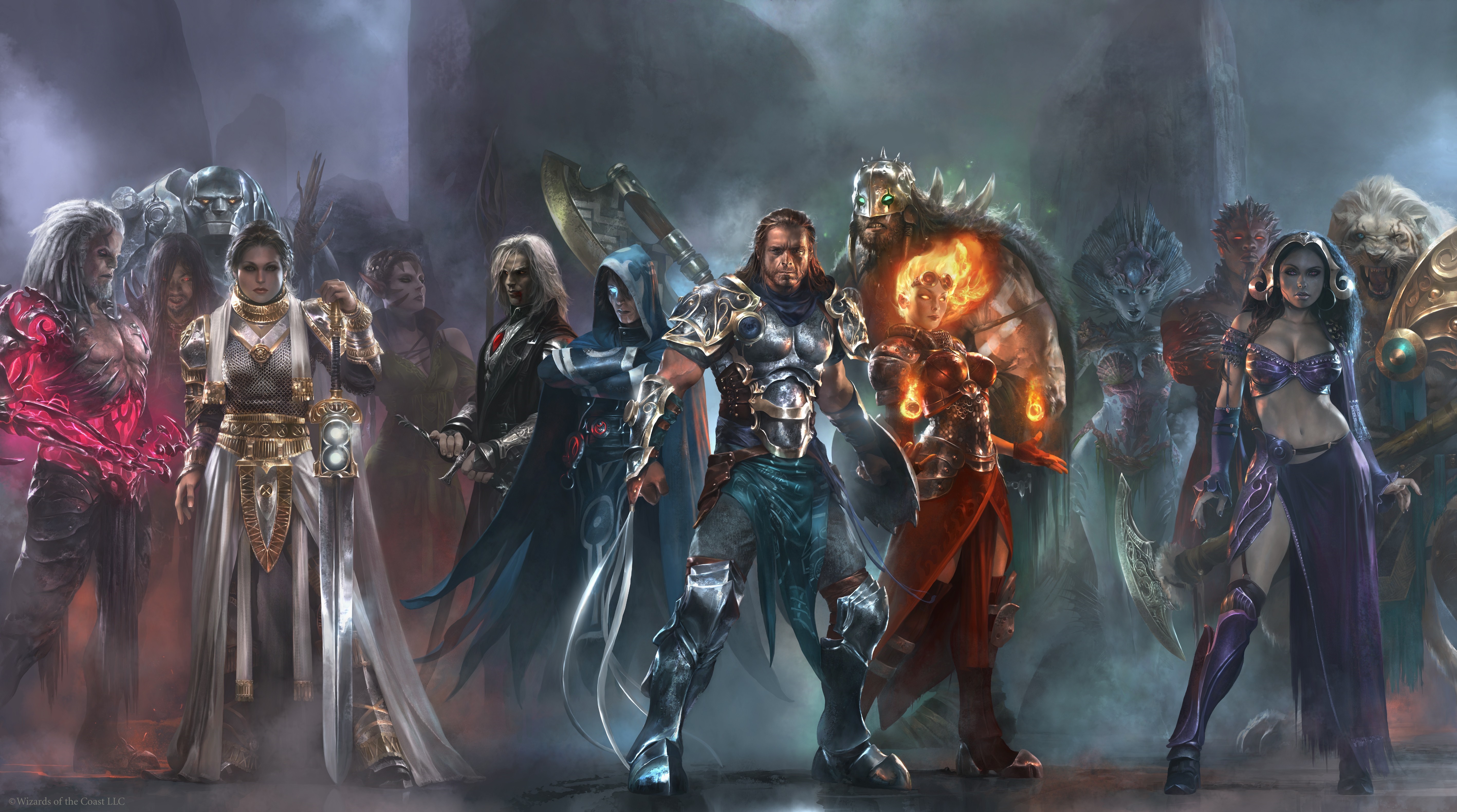Magic The Gathering characters in a fantasy setting HD Wallpaper