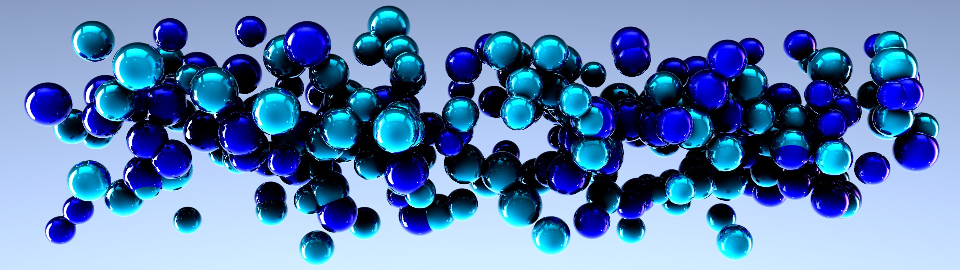 Abstract 3D render of blue and teal spheres HD Wallpaper