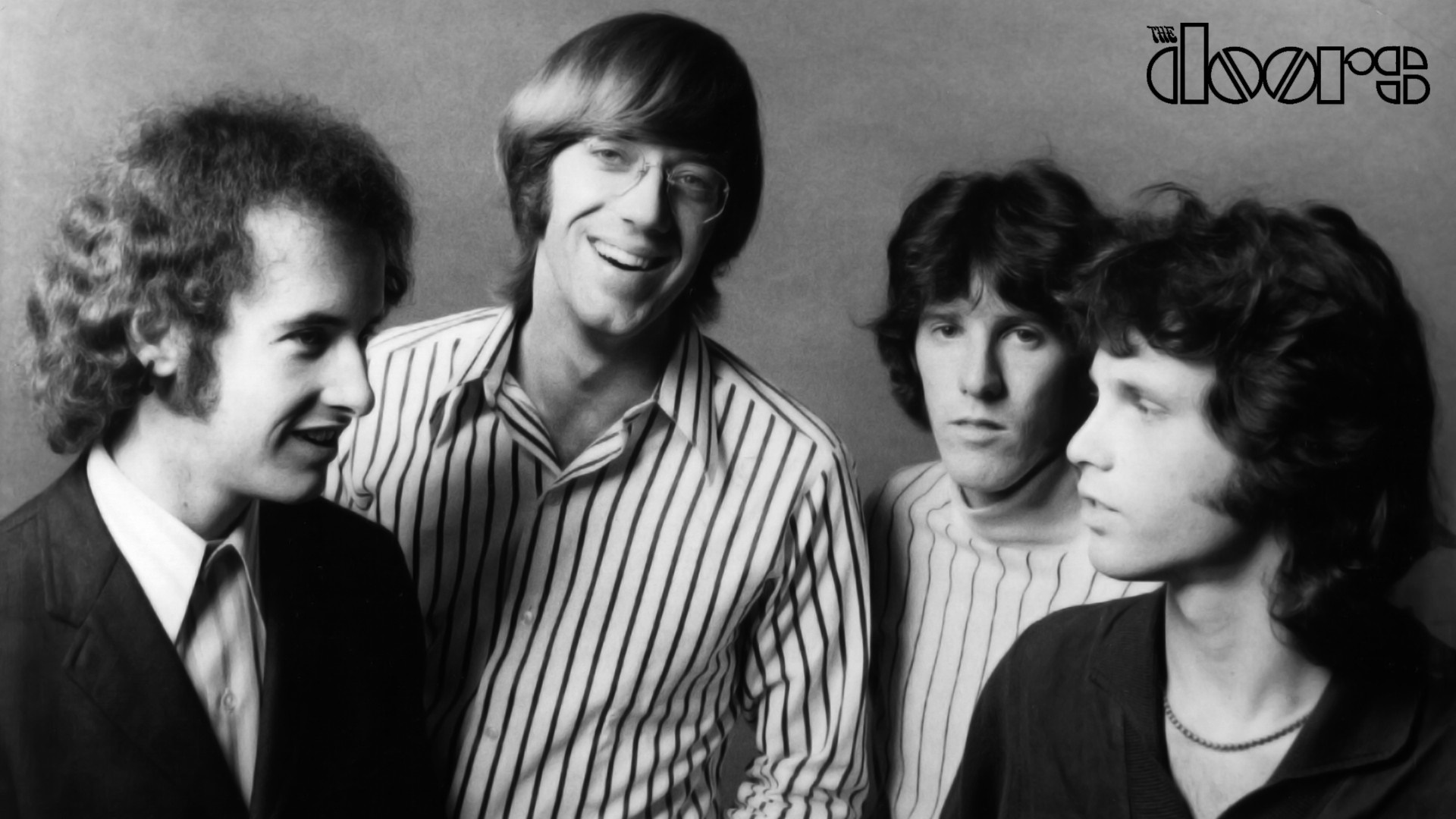 The Doors band members in monochrome portrait HD Wallpaper