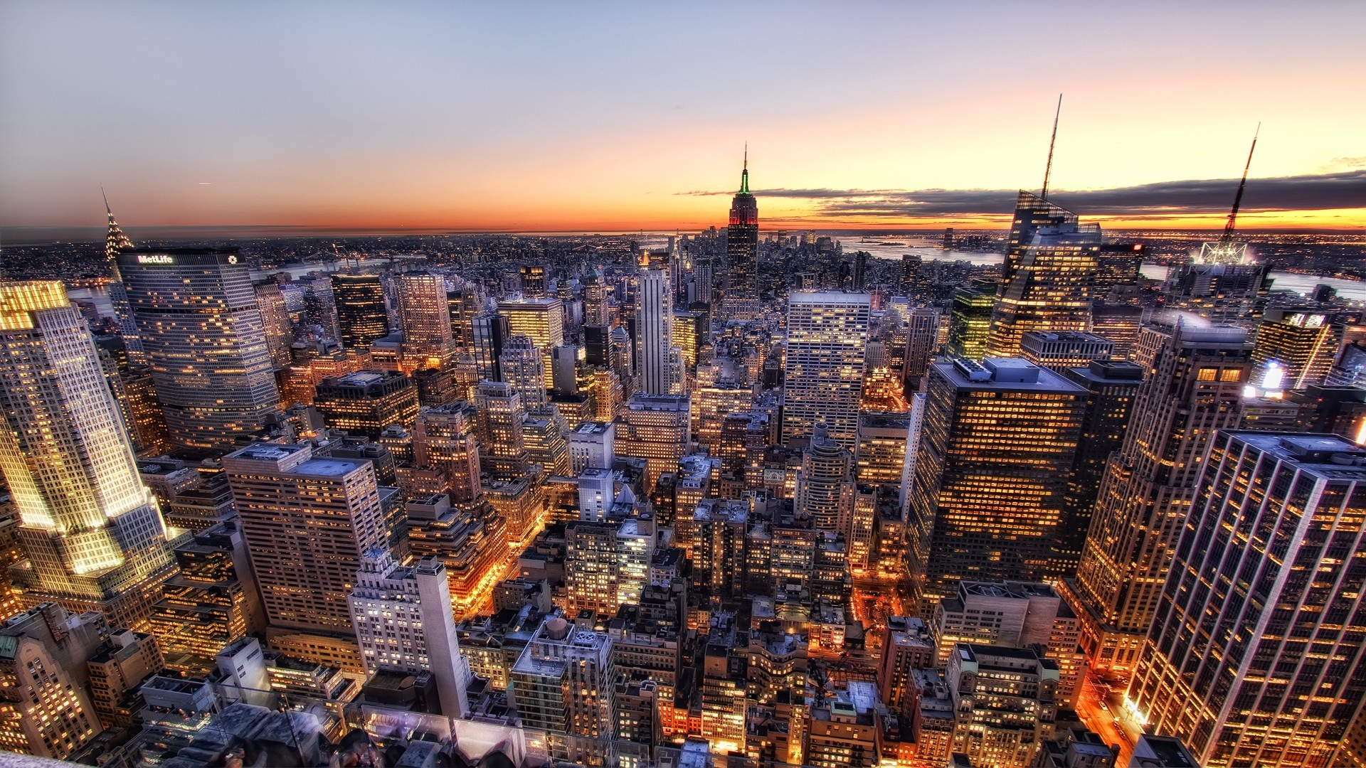 New York City Skyline at Dusk HD Wallpaper
