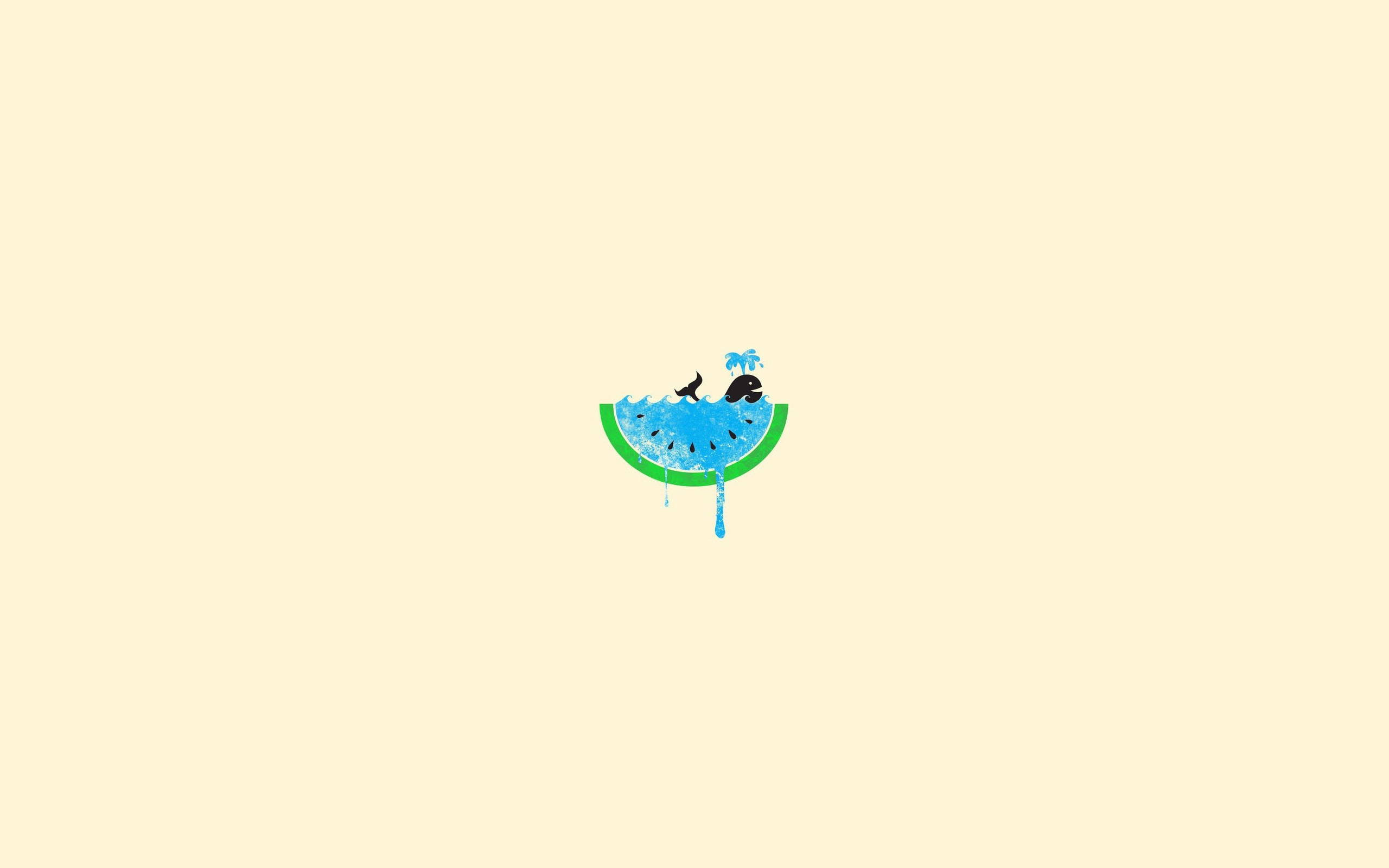 Minimalist illustration of a whale in a watermelon slice HD Wallpaper
