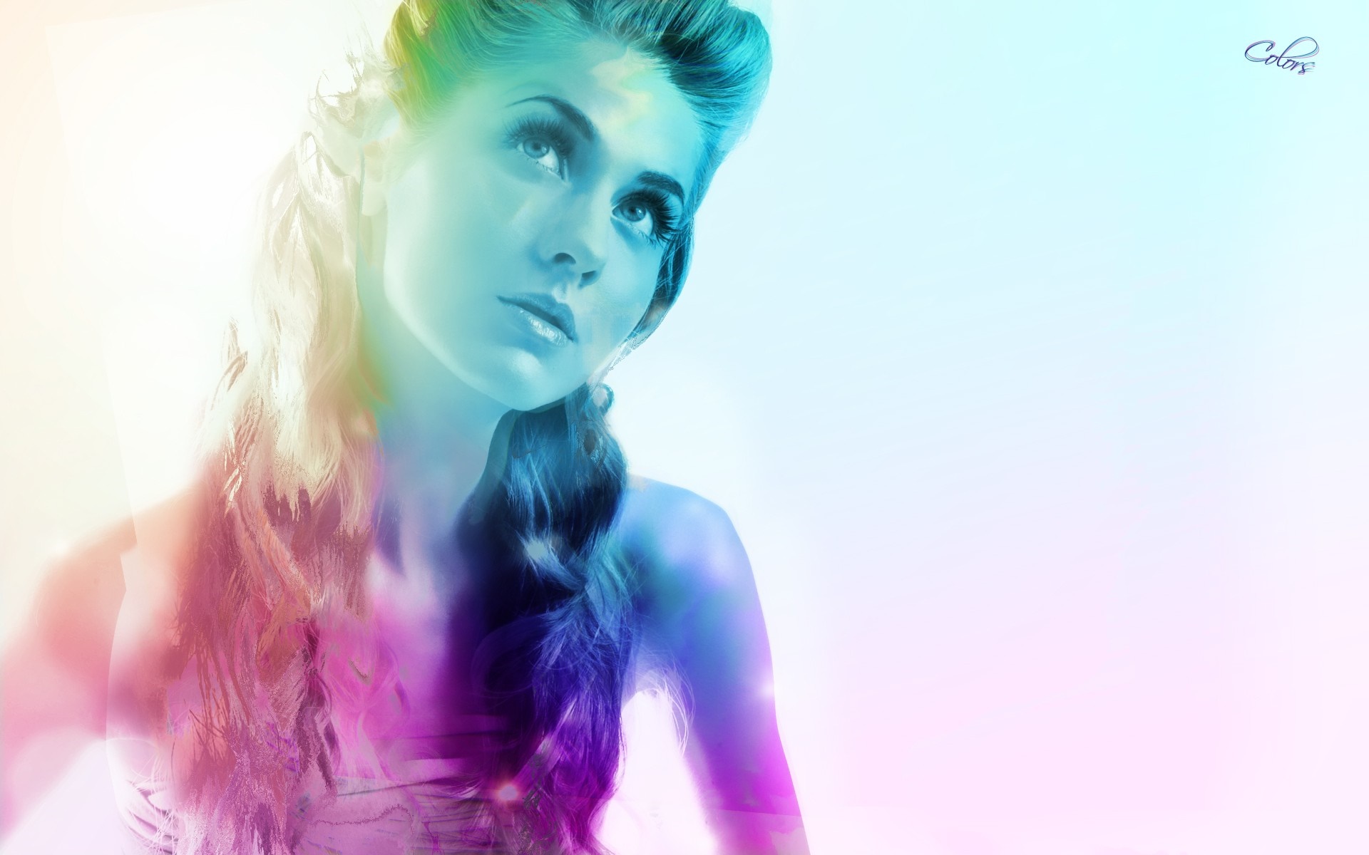 face drawing colorful women photography blue head color HD Wallpaper