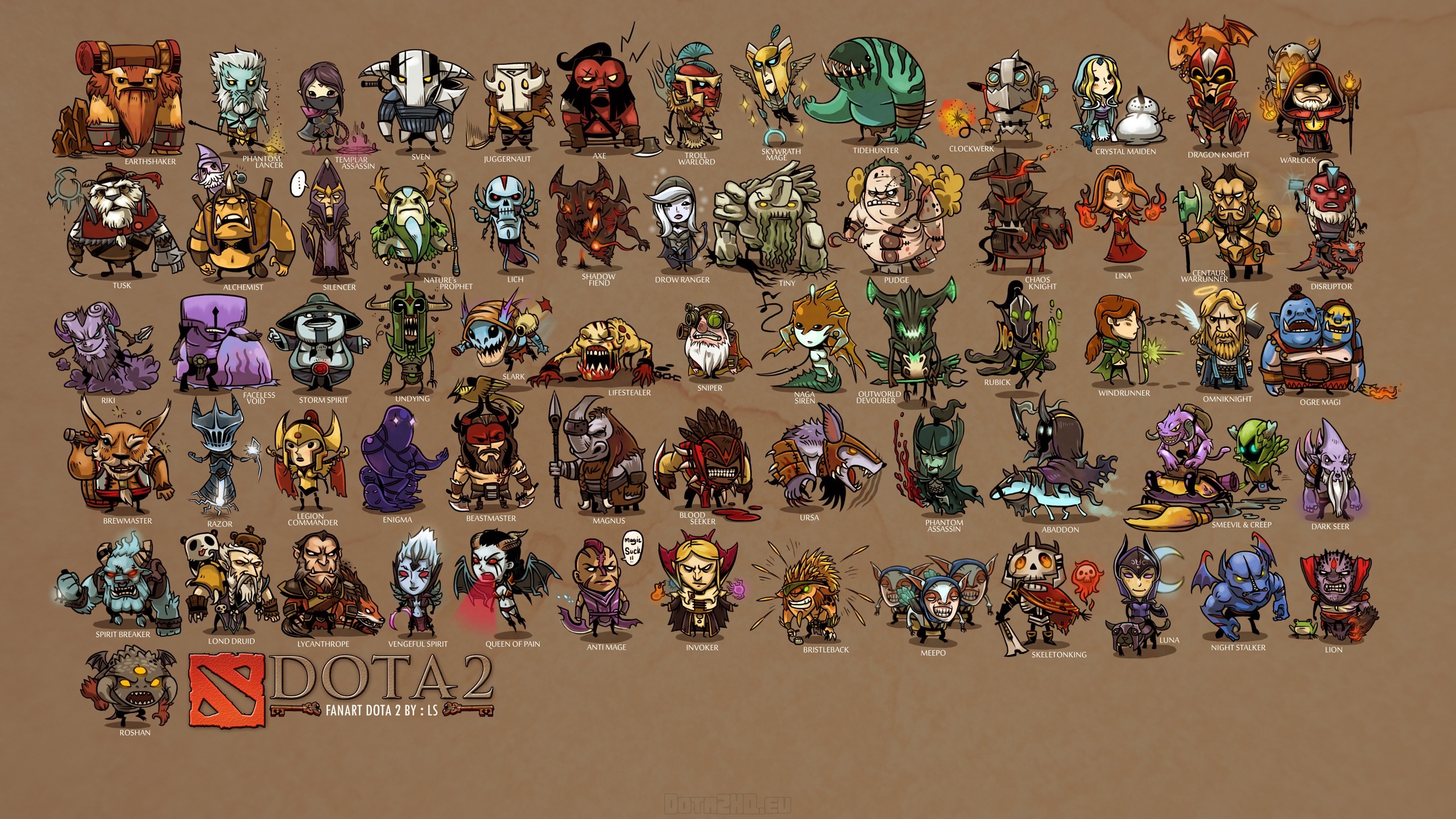 Dota 2 Fanart by LS featuring various heroes HD Wallpaper